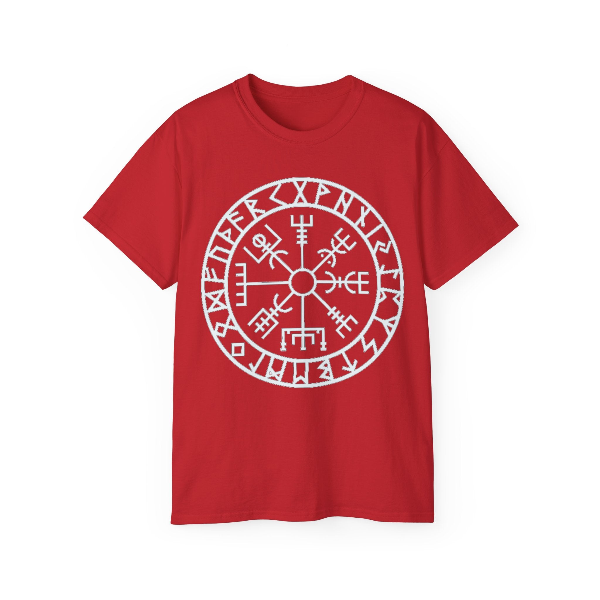 Vegvisir Viking Compass Cotton T-Shirt — Norse Rune Protection Tee