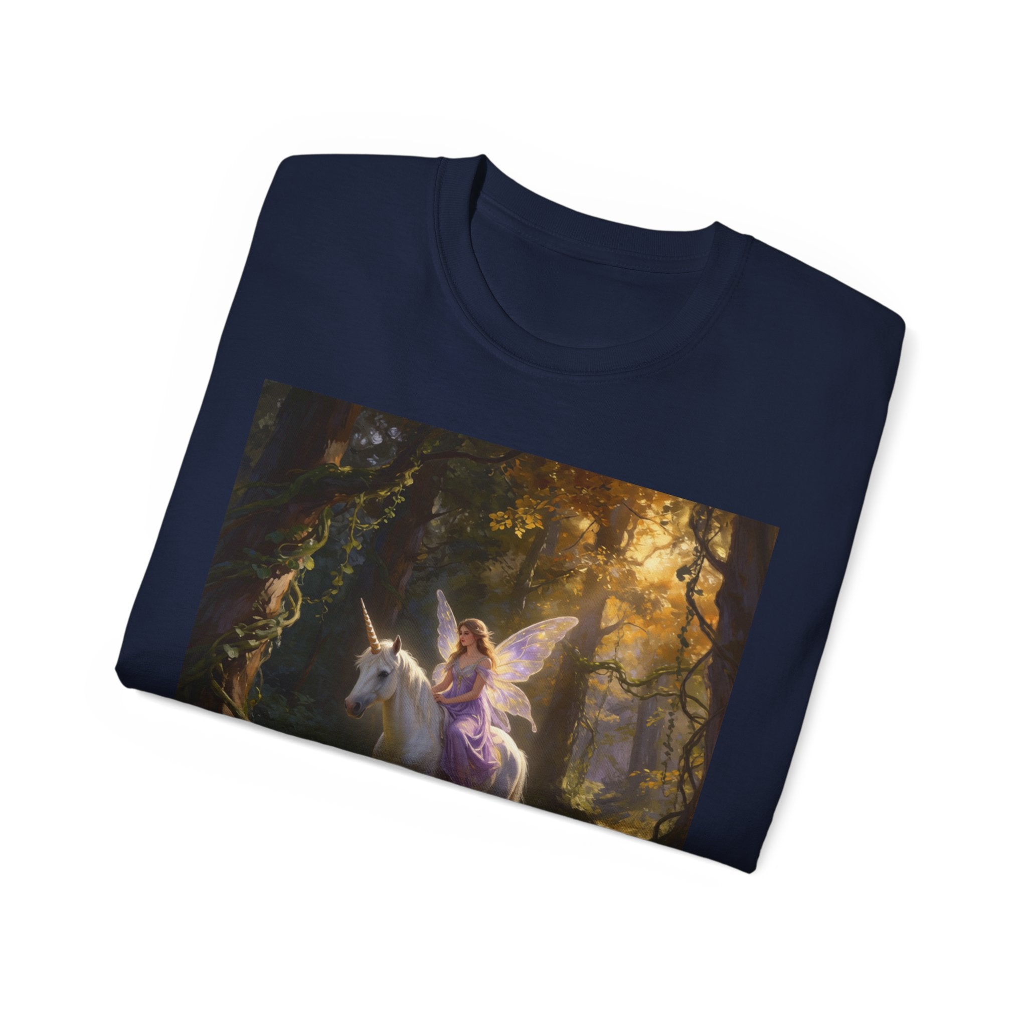 Magical Fairy/Unicorn Forest CottonTee — Fantasy Unicorn Shirt for Kids & Adults
