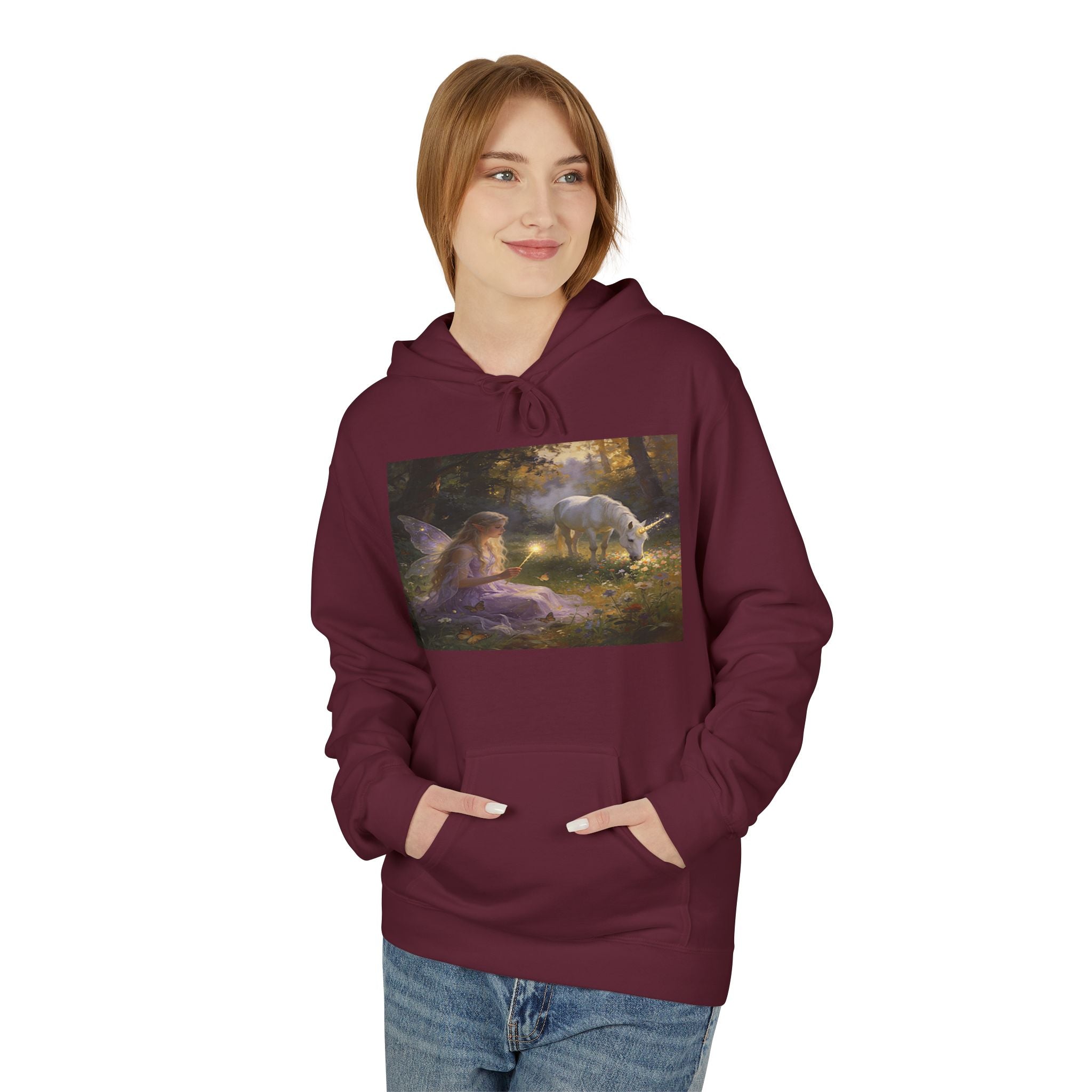 Mystical Unicorn Forest Hoodie — Ethereal Fantasy Art Pullover