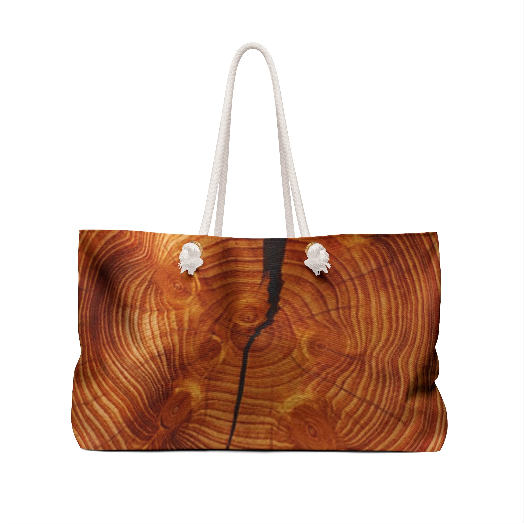 Wood Grain Weekender Bag — Rustic Tree Ring Travel Tote