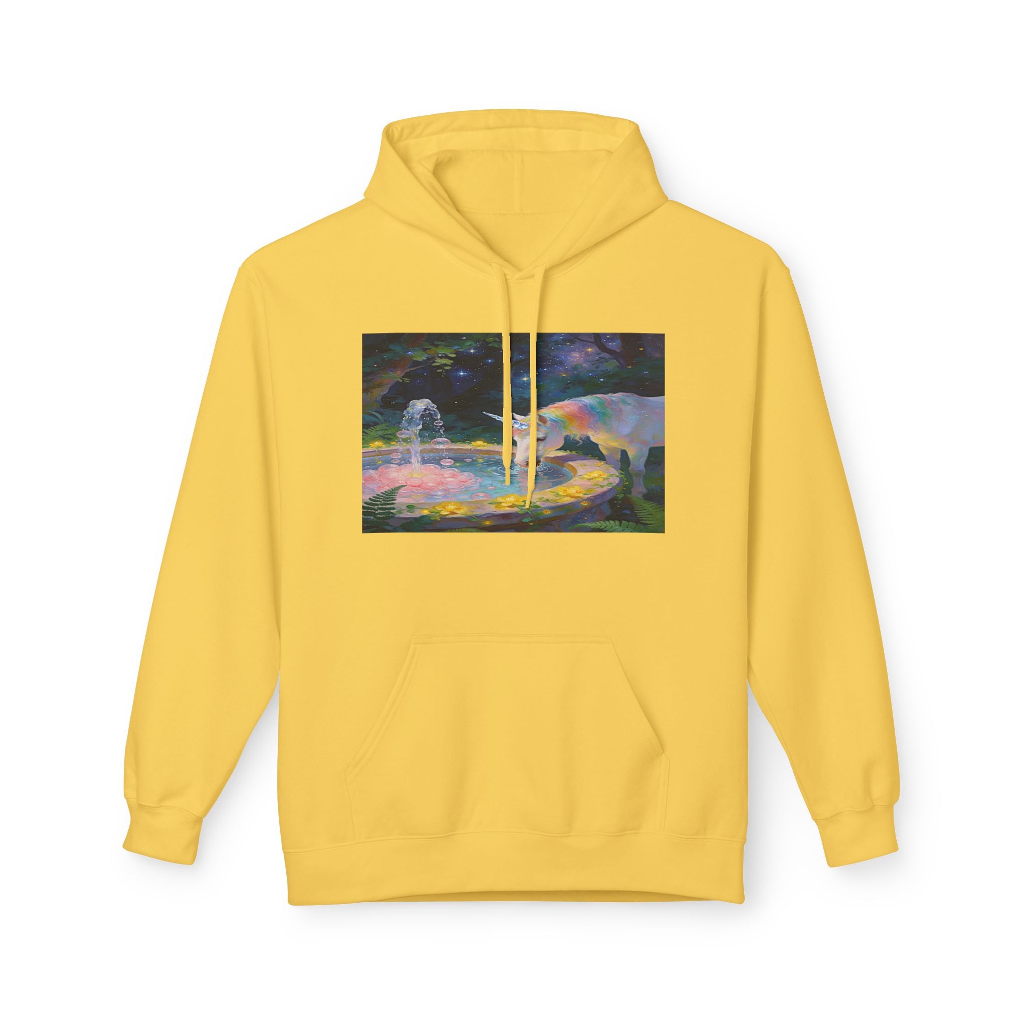 Aurora Bear & Fountain Hoodie — Dreamy Watercolor Wildlife Pullover