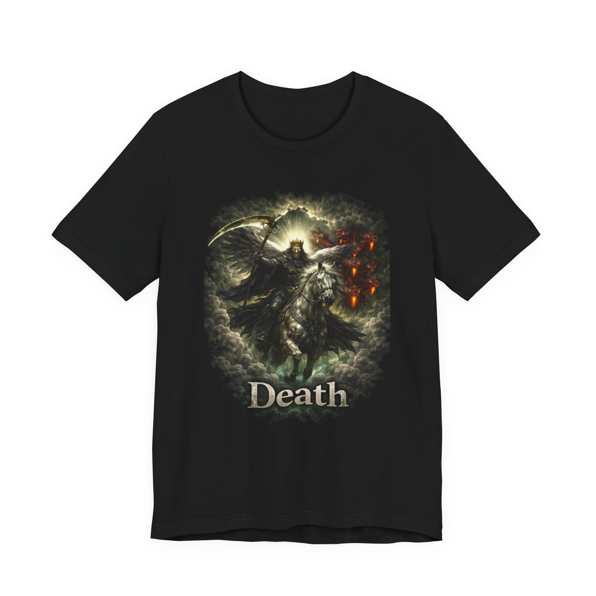 The black horse from Revelation 6:5-6 Angle of Death- Graphic Tee