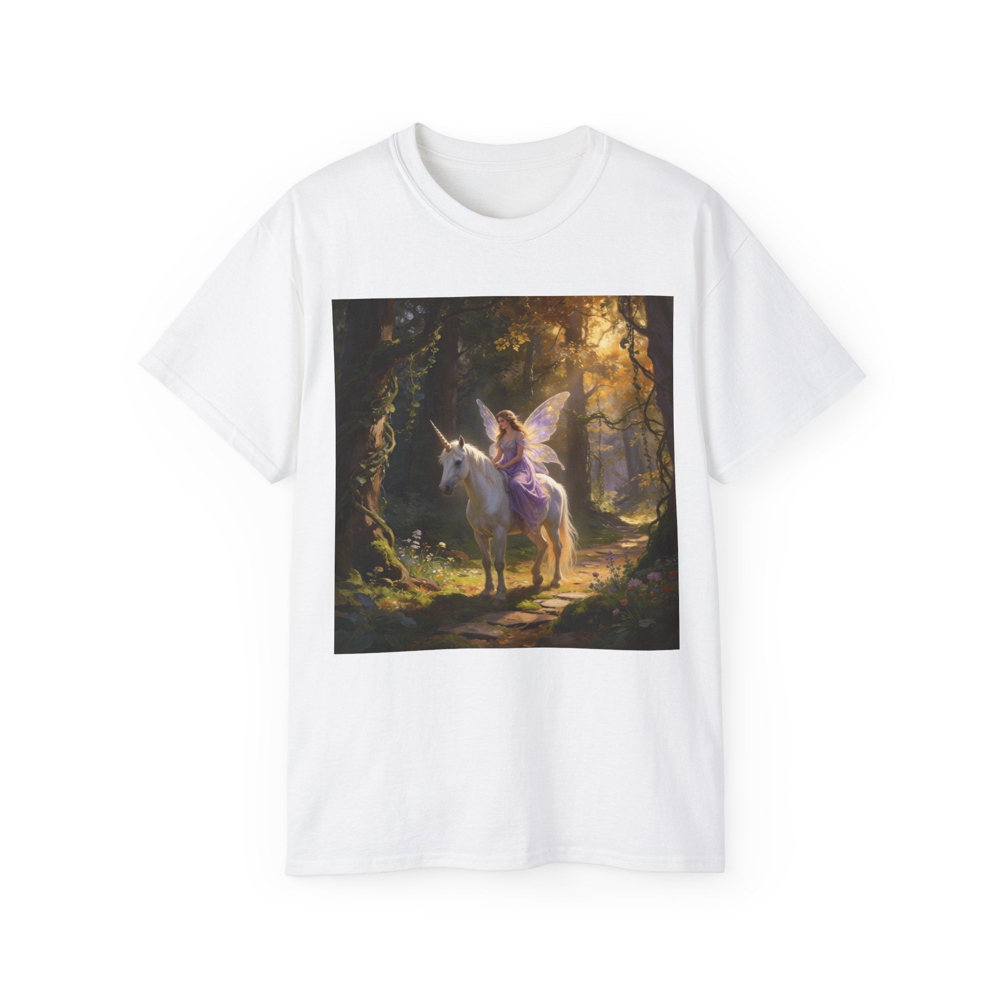 Magical Fairy/Unicorn Forest CottonTee — Fantasy Unicorn Shirt for Kids & Adults