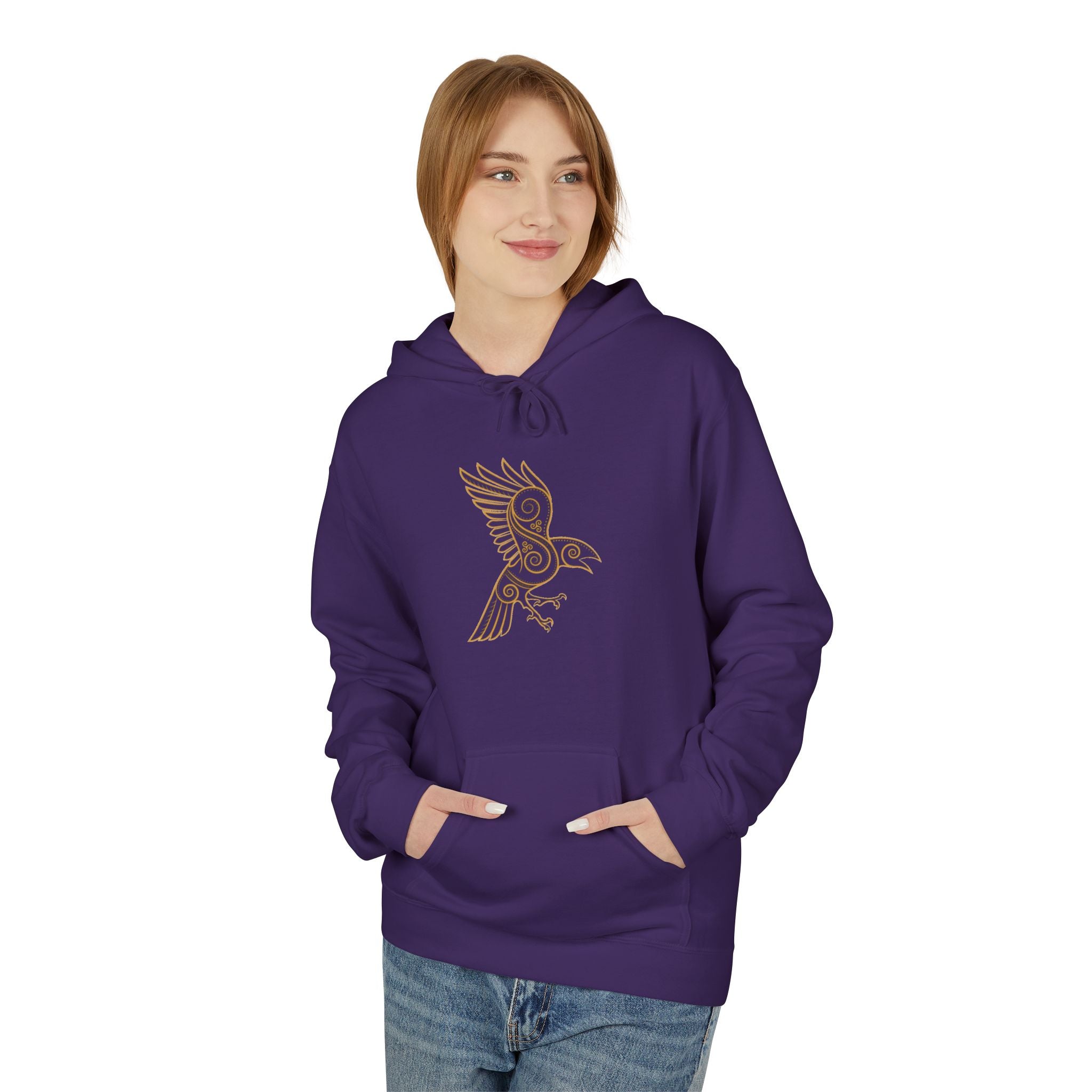 The Raven – Odin’s Messengers Viking Hoodie — Minimalist Line Art Bird