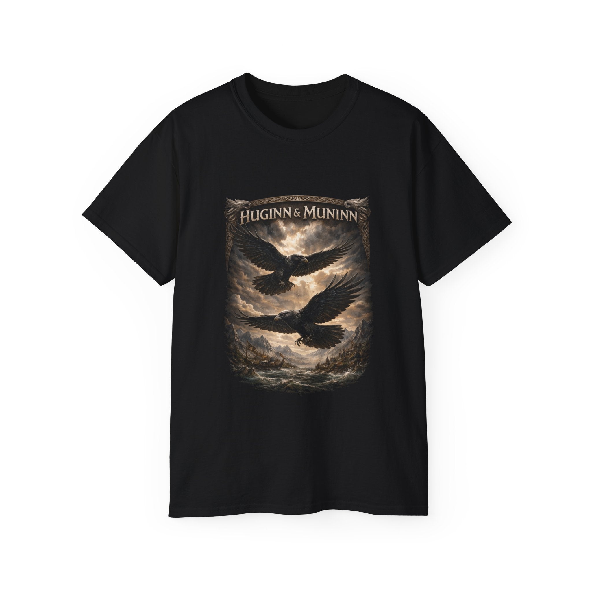 Huginn and Muninn,  are two ravens in Norse mythology who are helping spirits of the god Odin- Cotton Tee