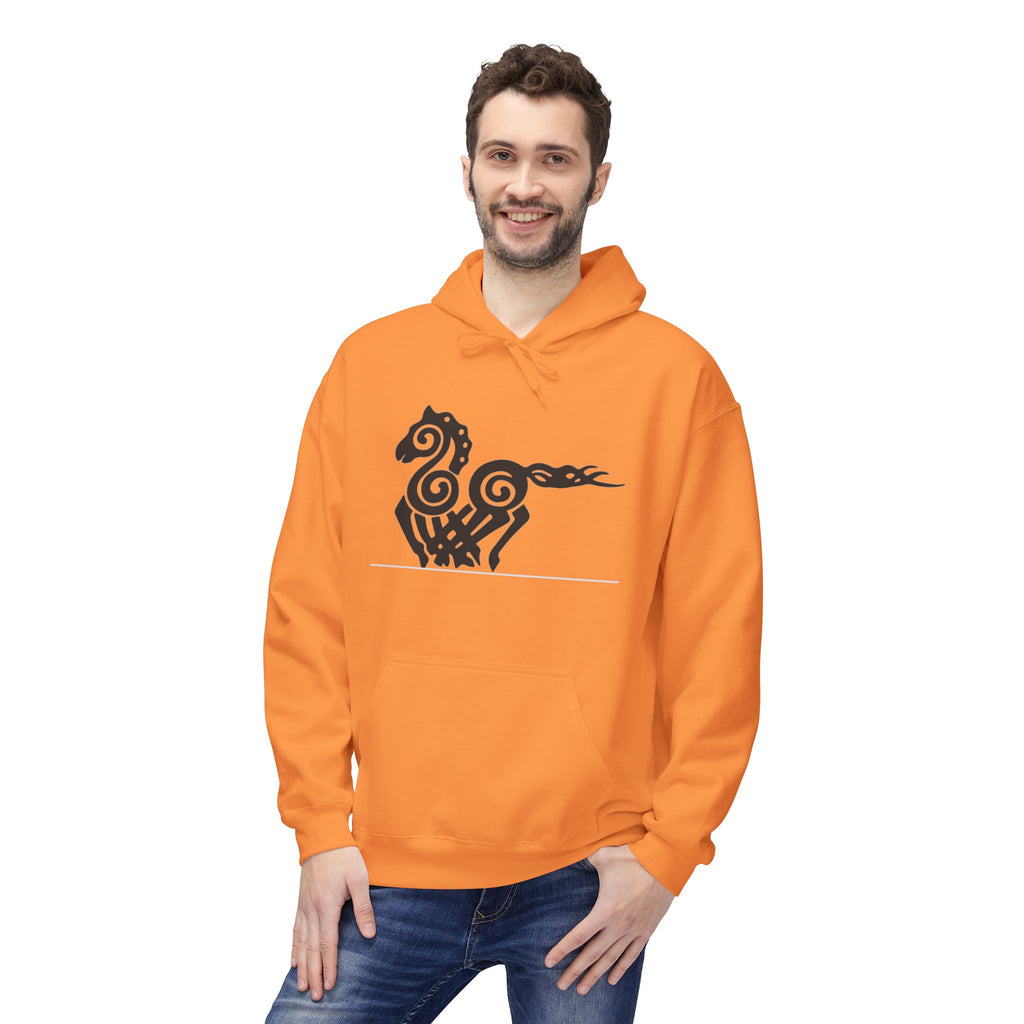 Viking Horse Tribal Hoodie — Nordic Norse Rune Stallion Design