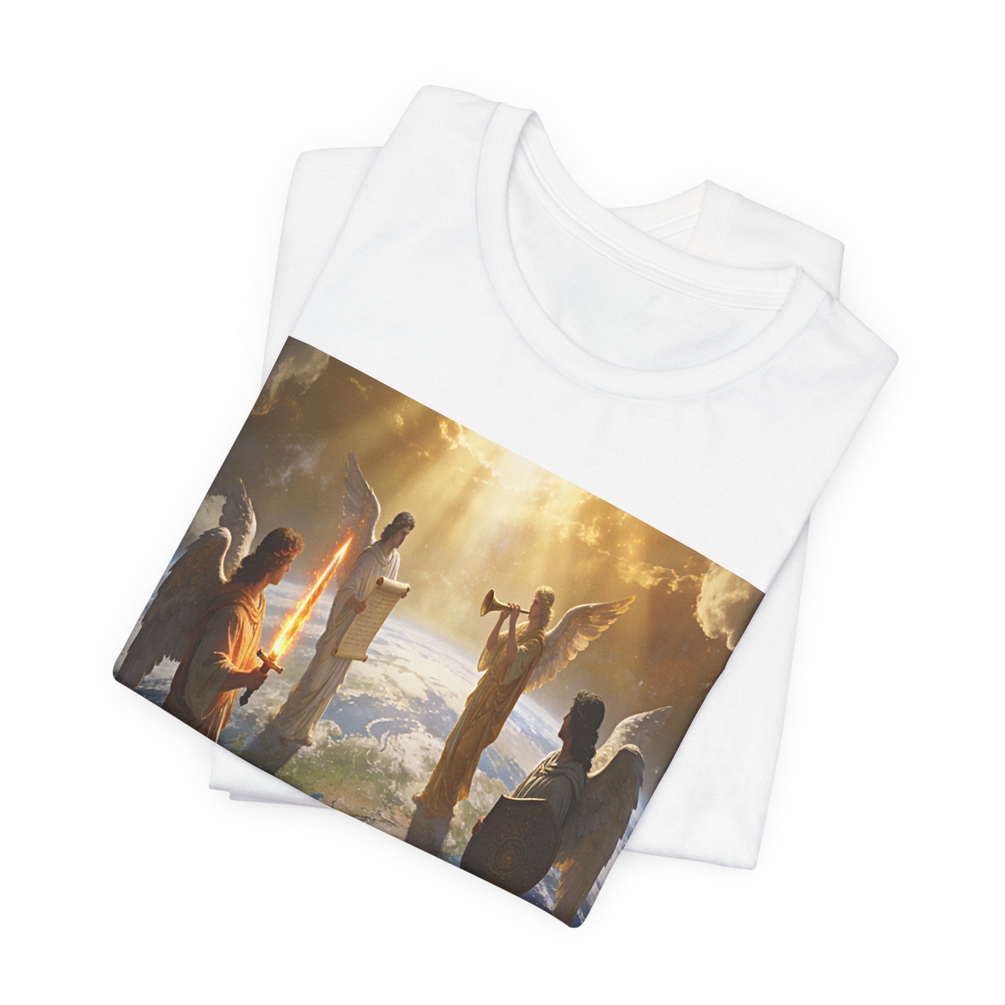 Christian Angel Choir T‑Shirt – Heavenly Worship Scene Tee Revelation 7:1-3