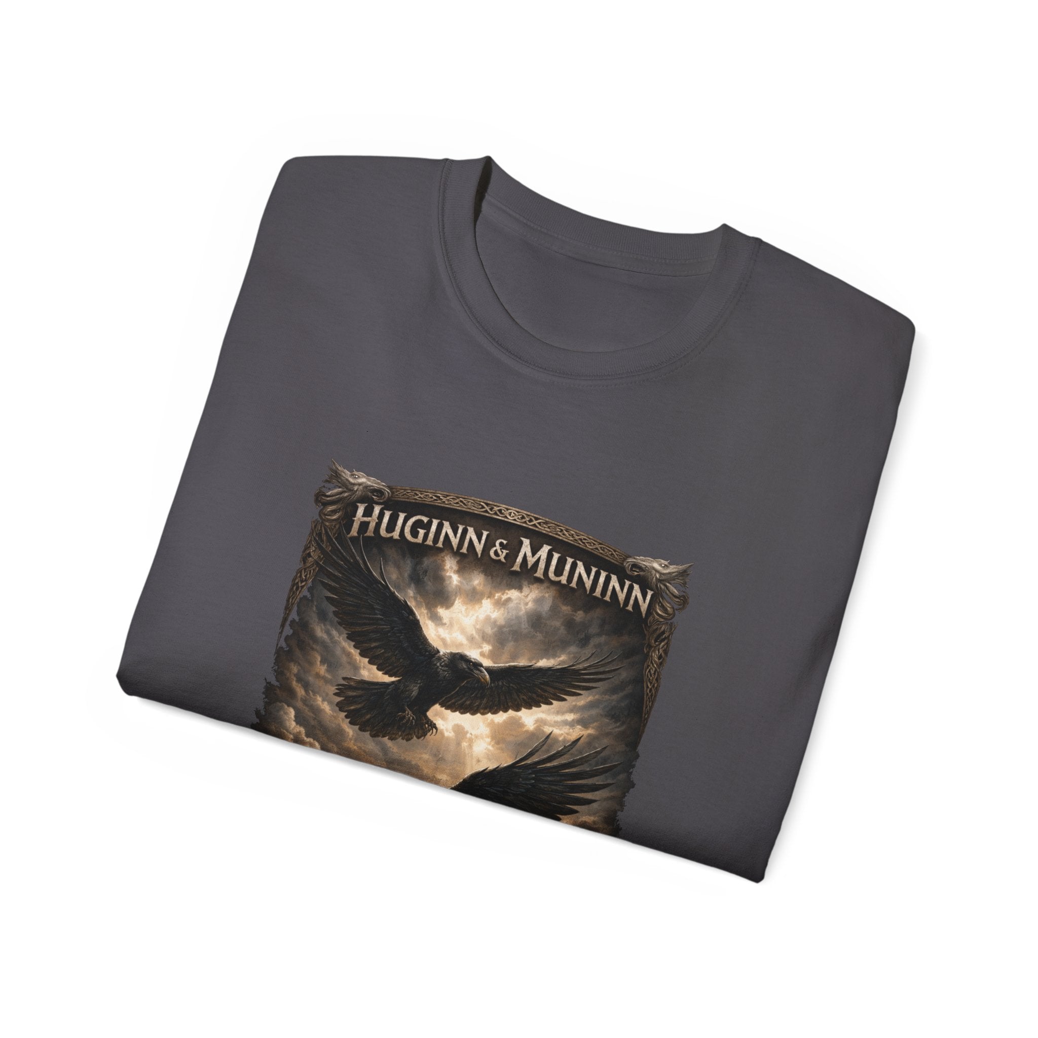 Huginn and Muninn,  are two ravens in Norse mythology who are helping spirits of the god Odin- Cotton Tee
