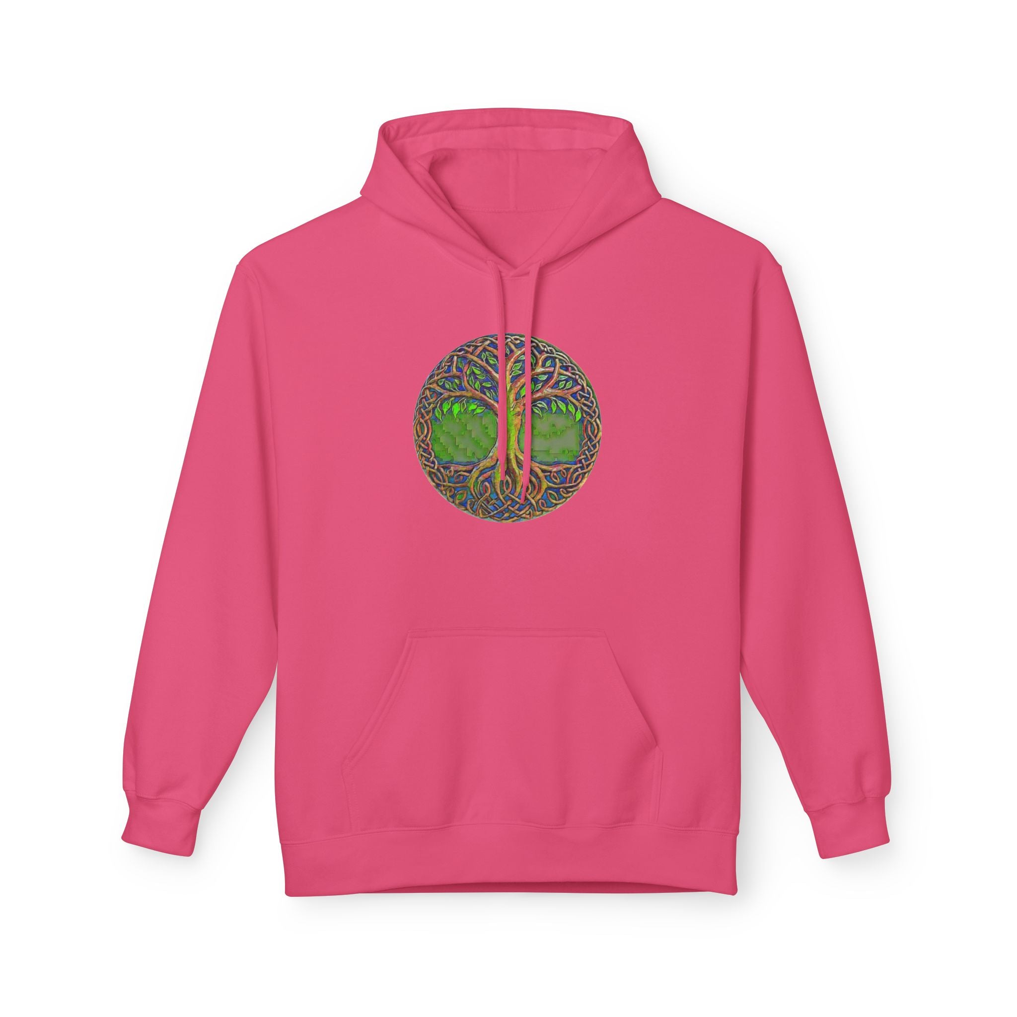 Yggdrasil, the Tree of Life Cotton Hoodie — Green Nature Mandala Pullover