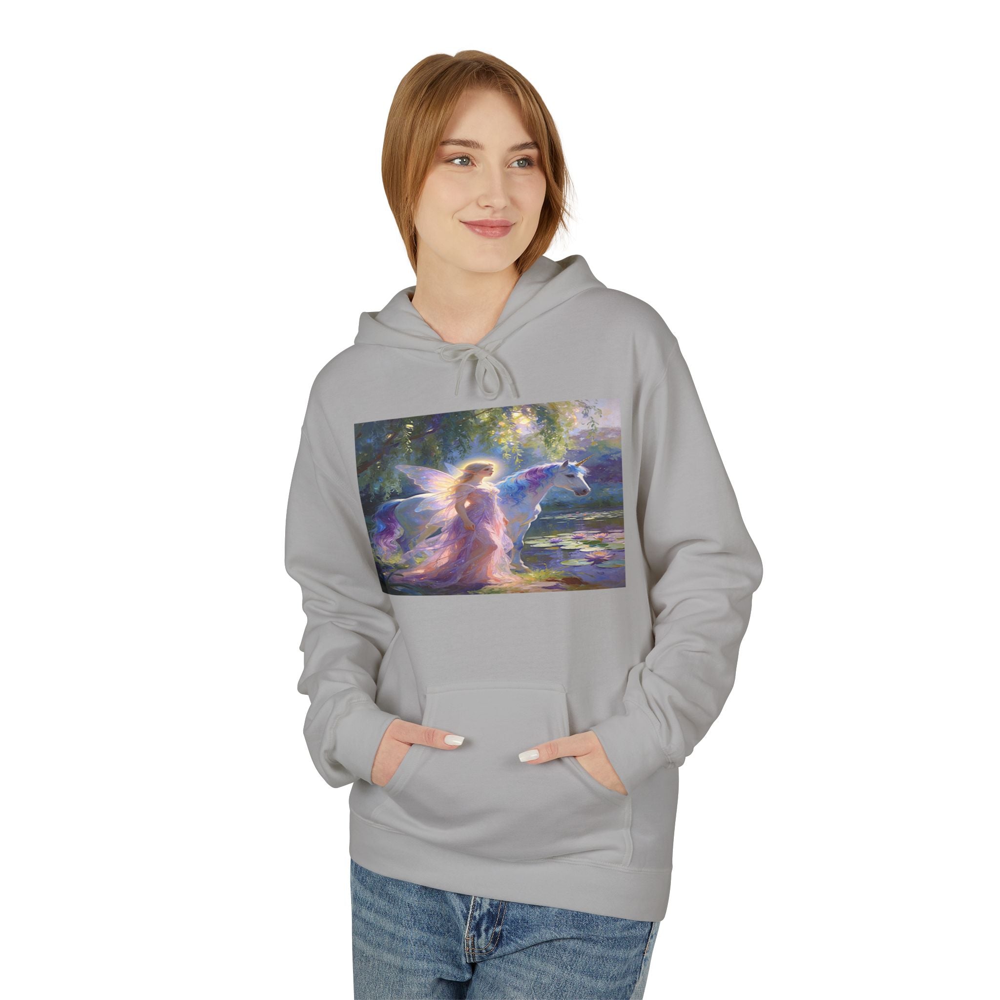 Mystic Waterfall Hoodie — Ethereal Nature Graphic Pullover