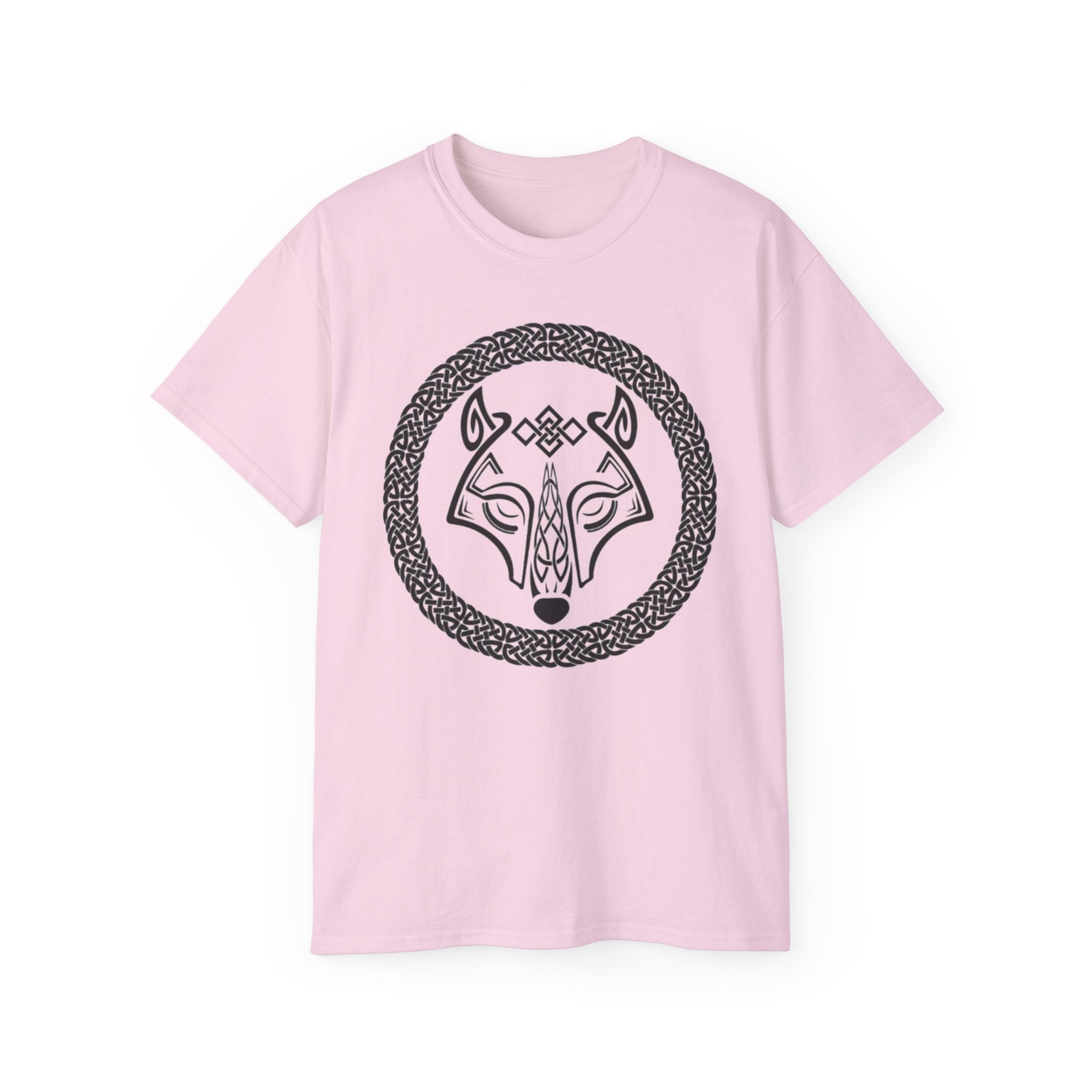 Cotton Celtic Wolf Tee — Nordic Knot Wolf Head T-Shirt