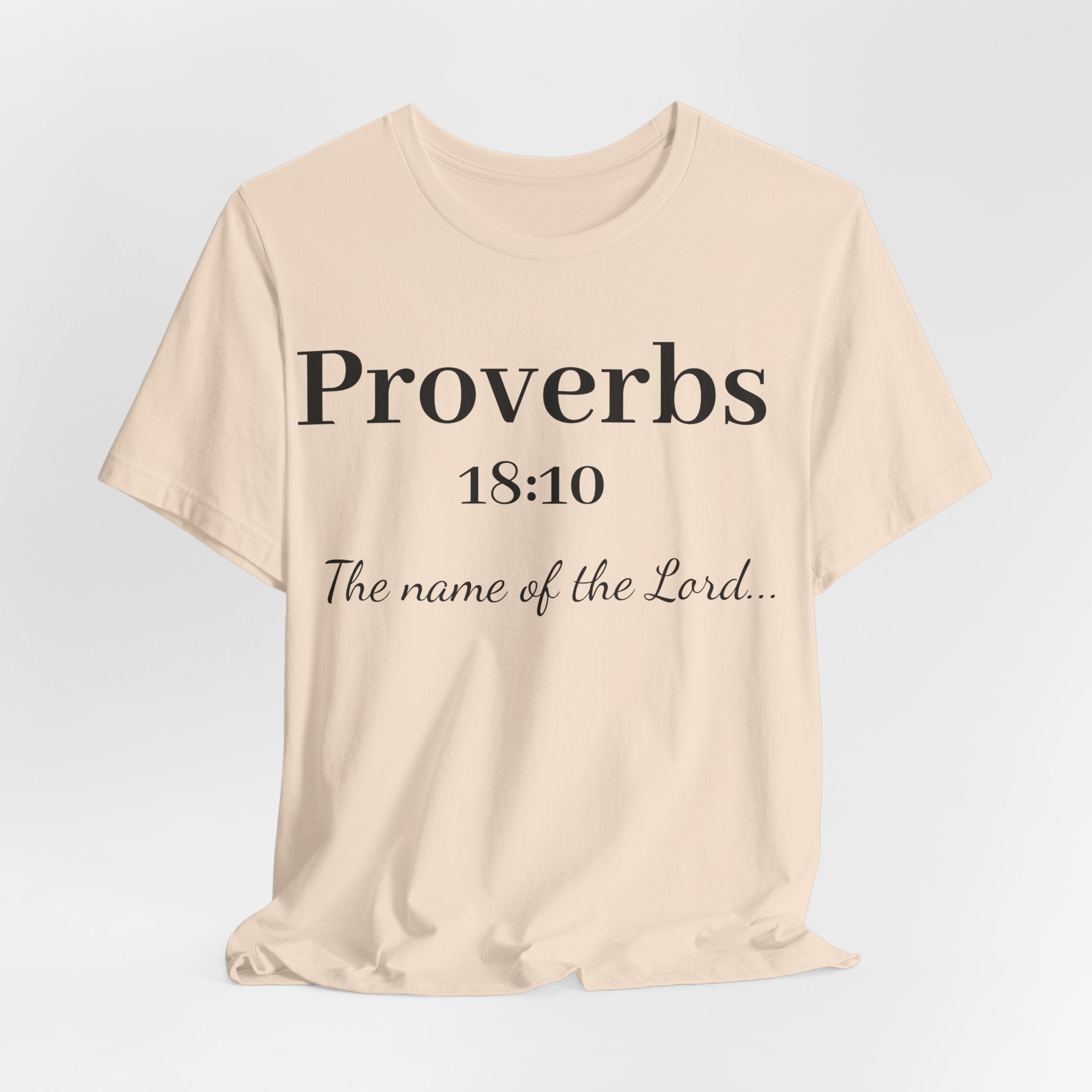 Proverbs 18:10 T-Shirt — "The Name of the Lord" Christian Faith Tee