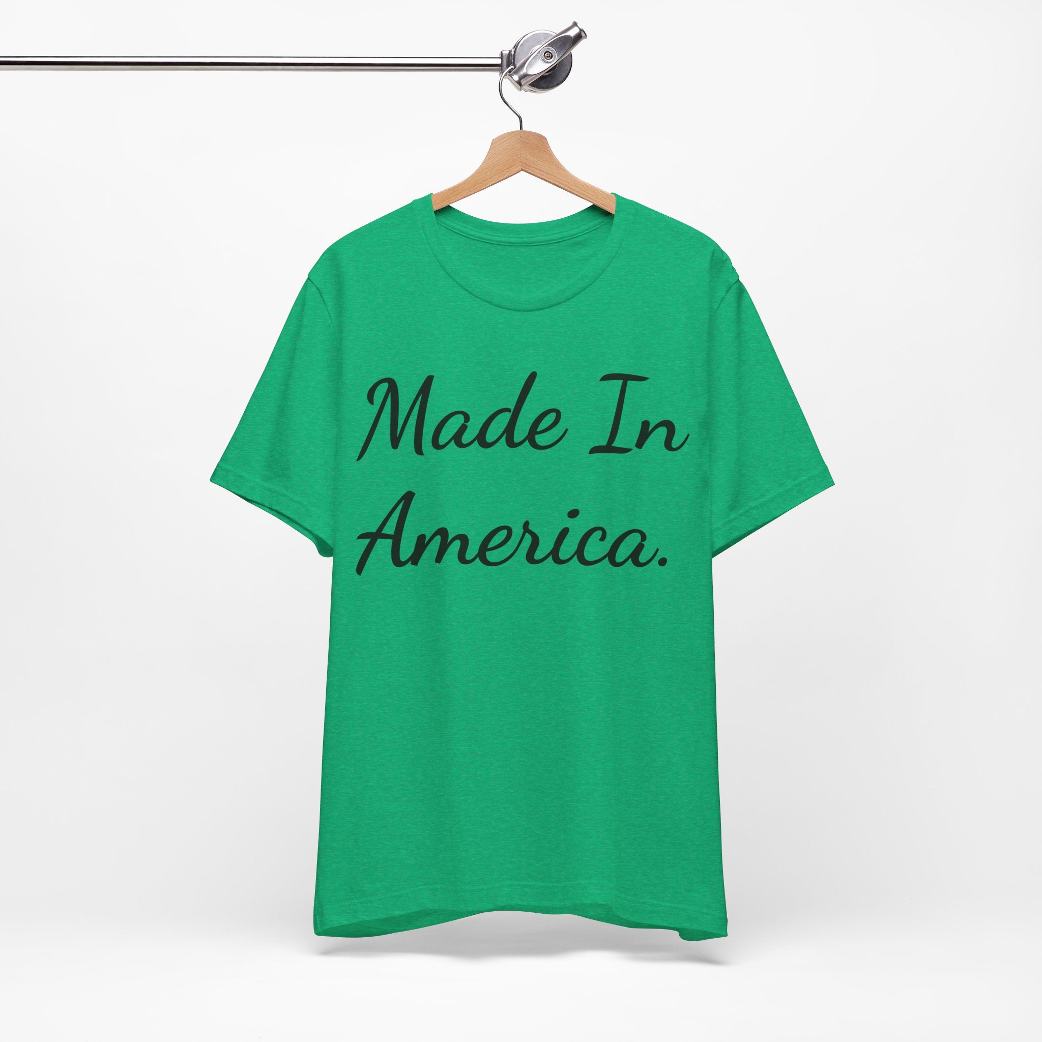 Made In America T-Shirt — Patriotic Script Tee for 4th of July & Everyday Wear
