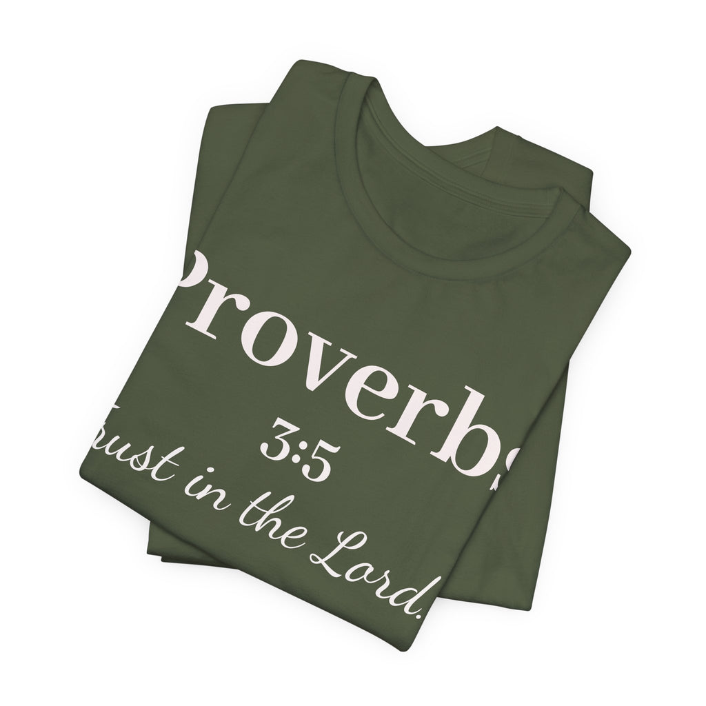 Proverbs 3:5 Tee — Minimal Christian Scripture Short Sleeve Shirt