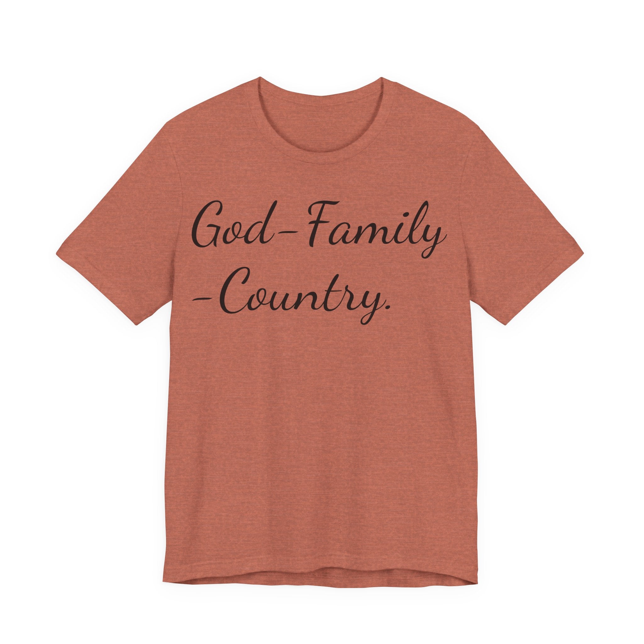 God · Family · Country Script Tee — Patriotic Christian Short Sleeve Shirt