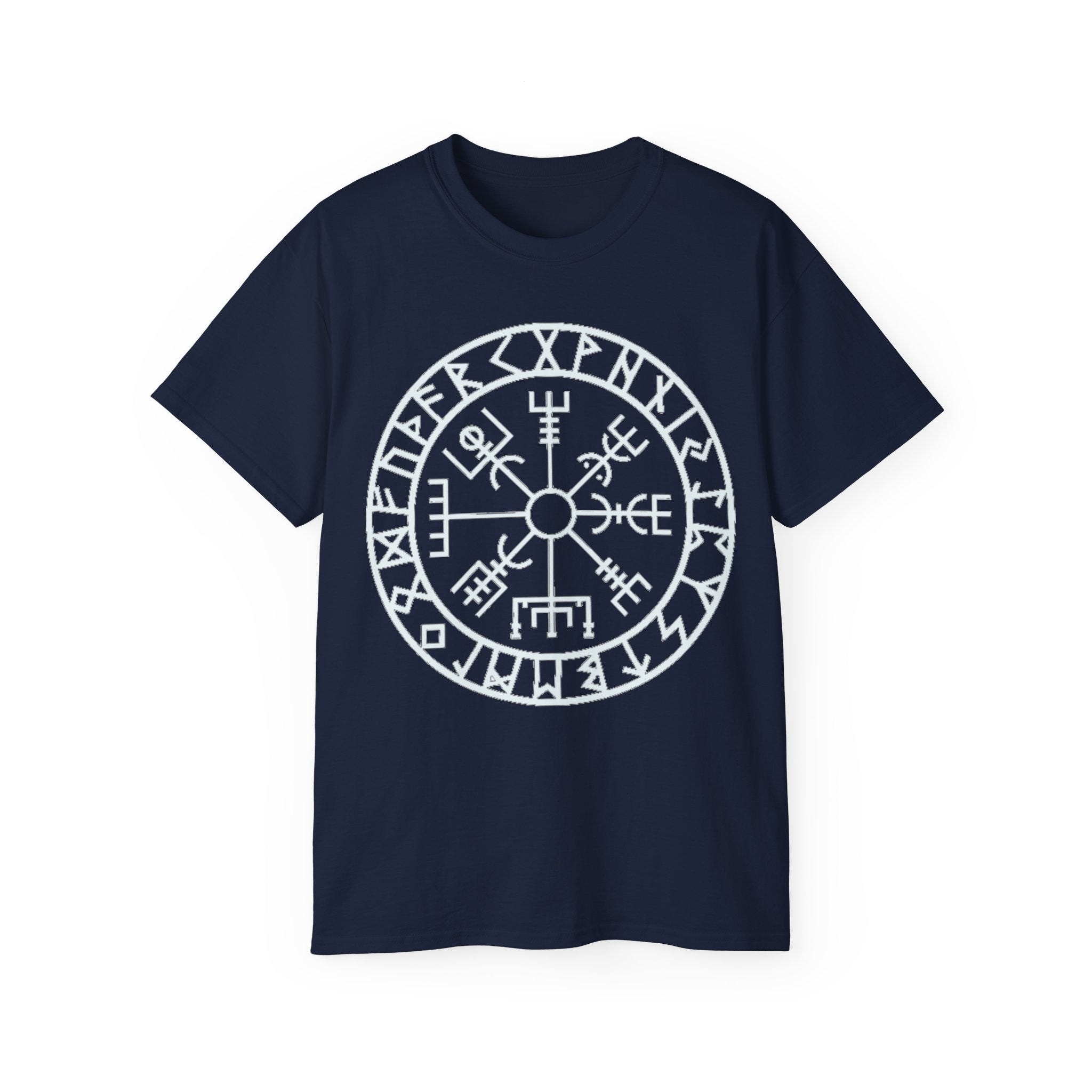 Vegvisir Viking Compass Cotton T-Shirt — Norse Rune Protection Tee