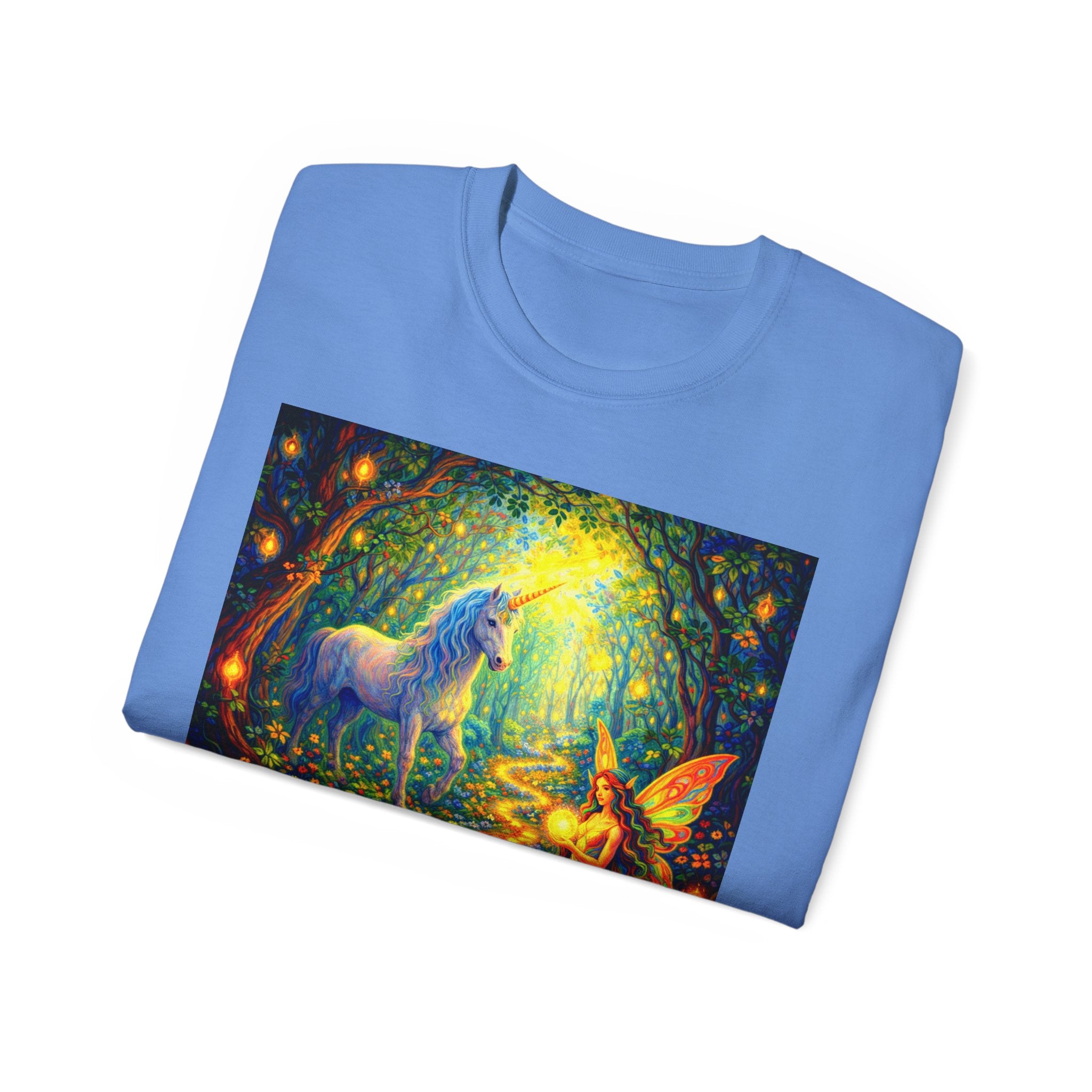 Magical Forest Unicorn Cotton T‑Shirt — Fairy & Unicorn Fantasy Tee