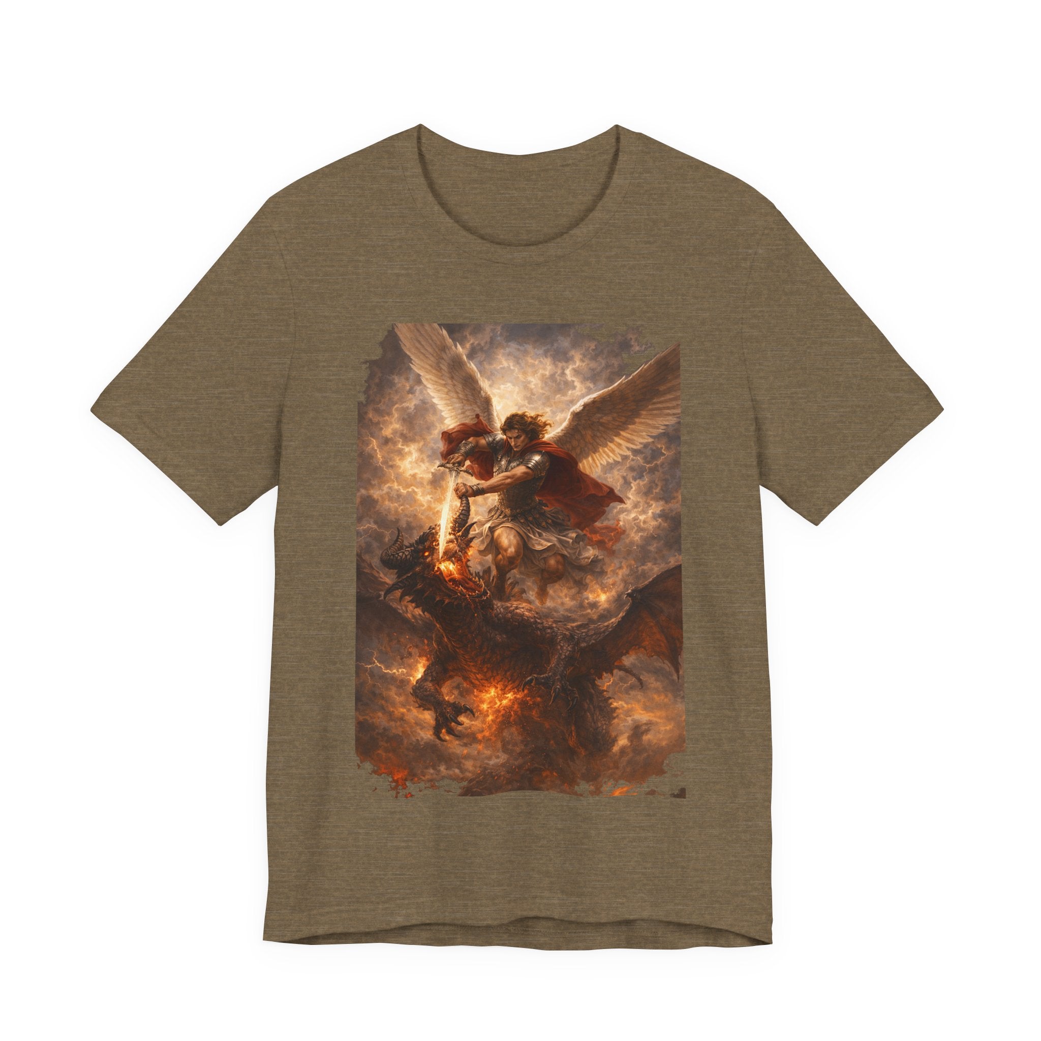 Michael and his angels fought against the dragon Revelation 12:7 Tee — Spiritual Battle Winged Art T-Shirt