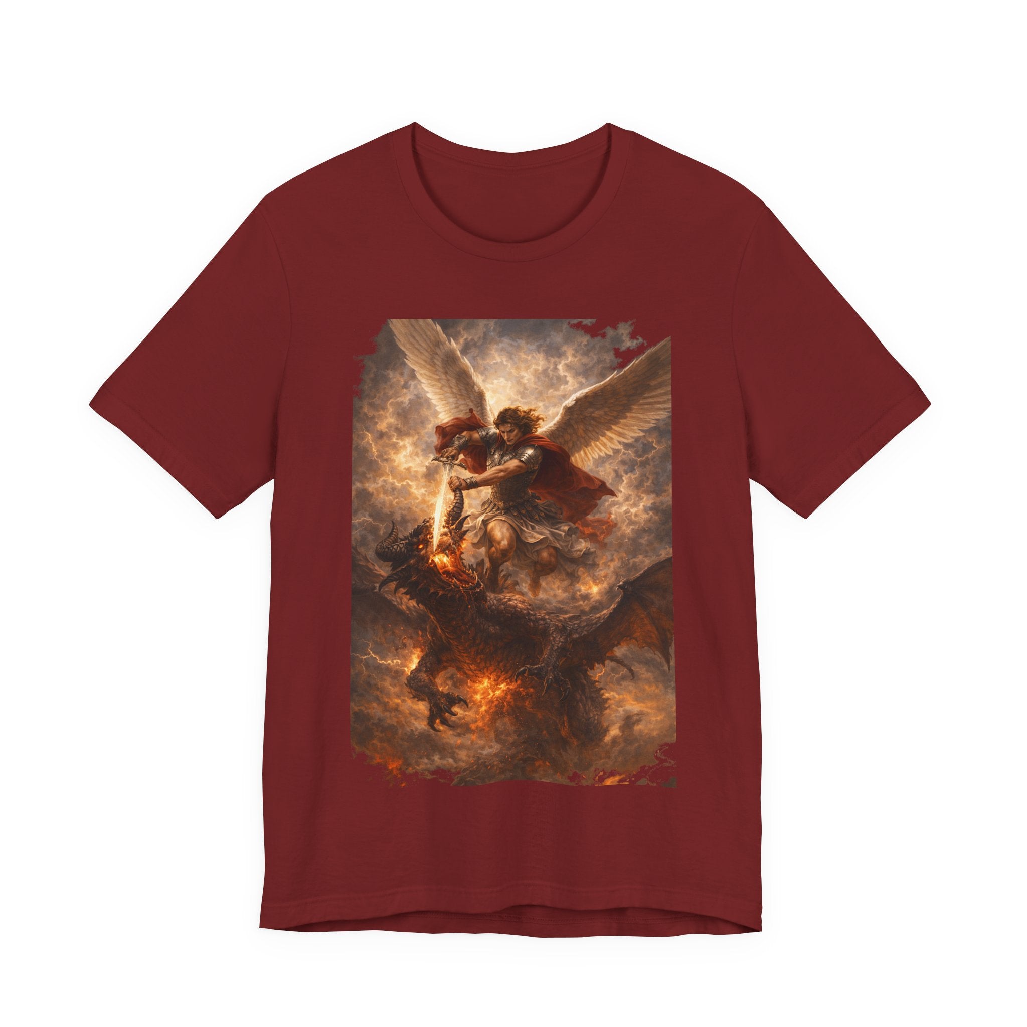 Michael and his angels fought against the dragon Revelation 12:7 Tee — Spiritual Battle Winged Art T-Shirt