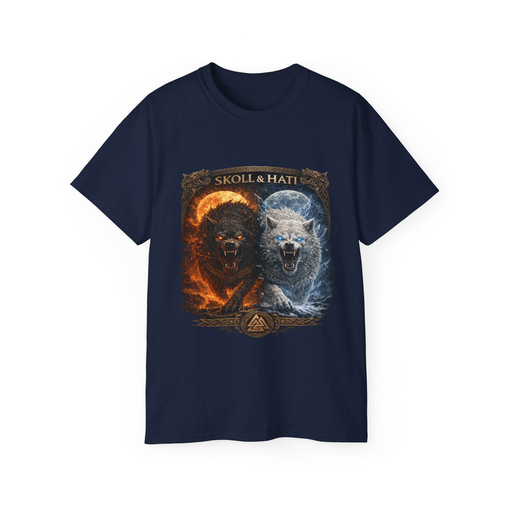 Skoll and Hati – The Wolves of the Sun and Moon Cotton T-Shirt