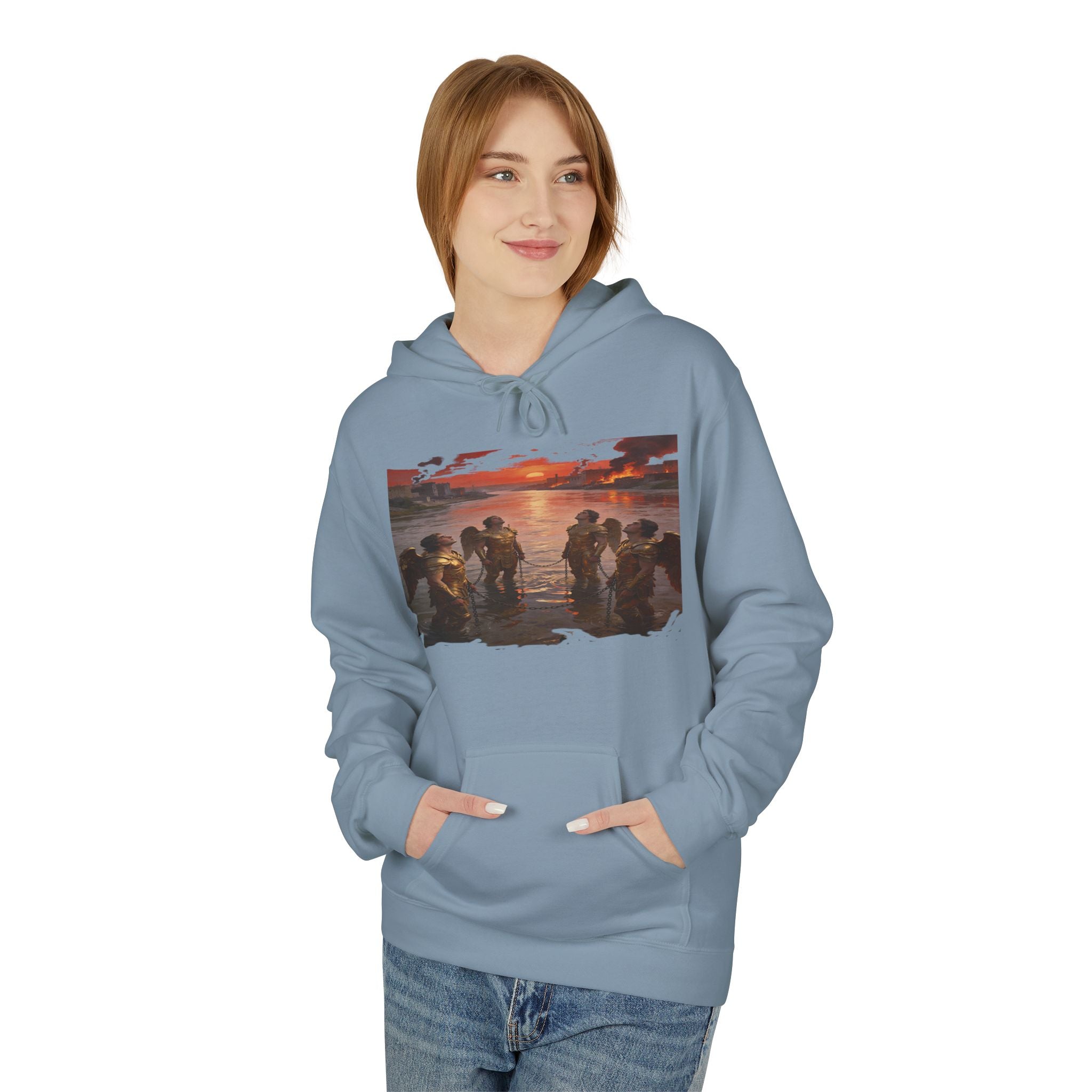 Revelation 9 reveals four fallen angels bound in the Euphrates River- Hoodie — Graphic