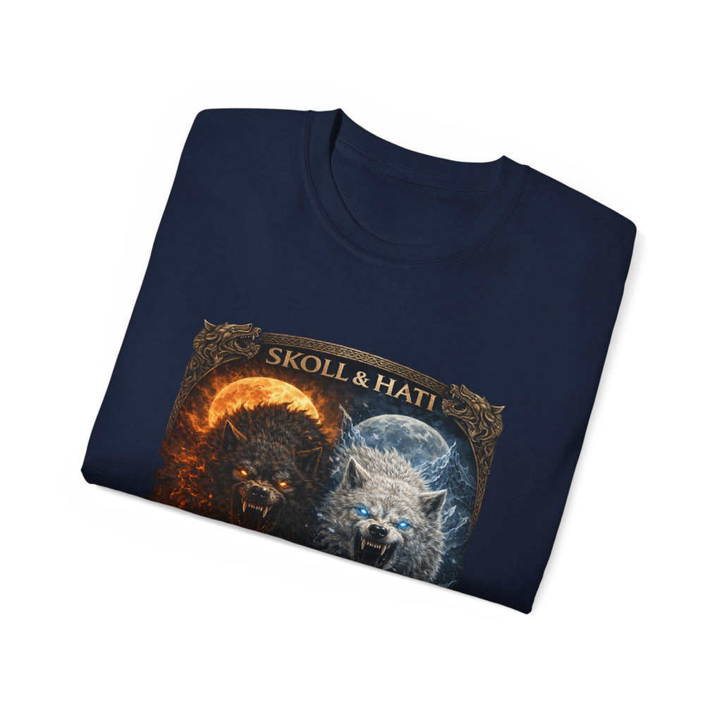 Skoll and Hati – The Wolves of the Sun and Moon Cotton T-Shirt