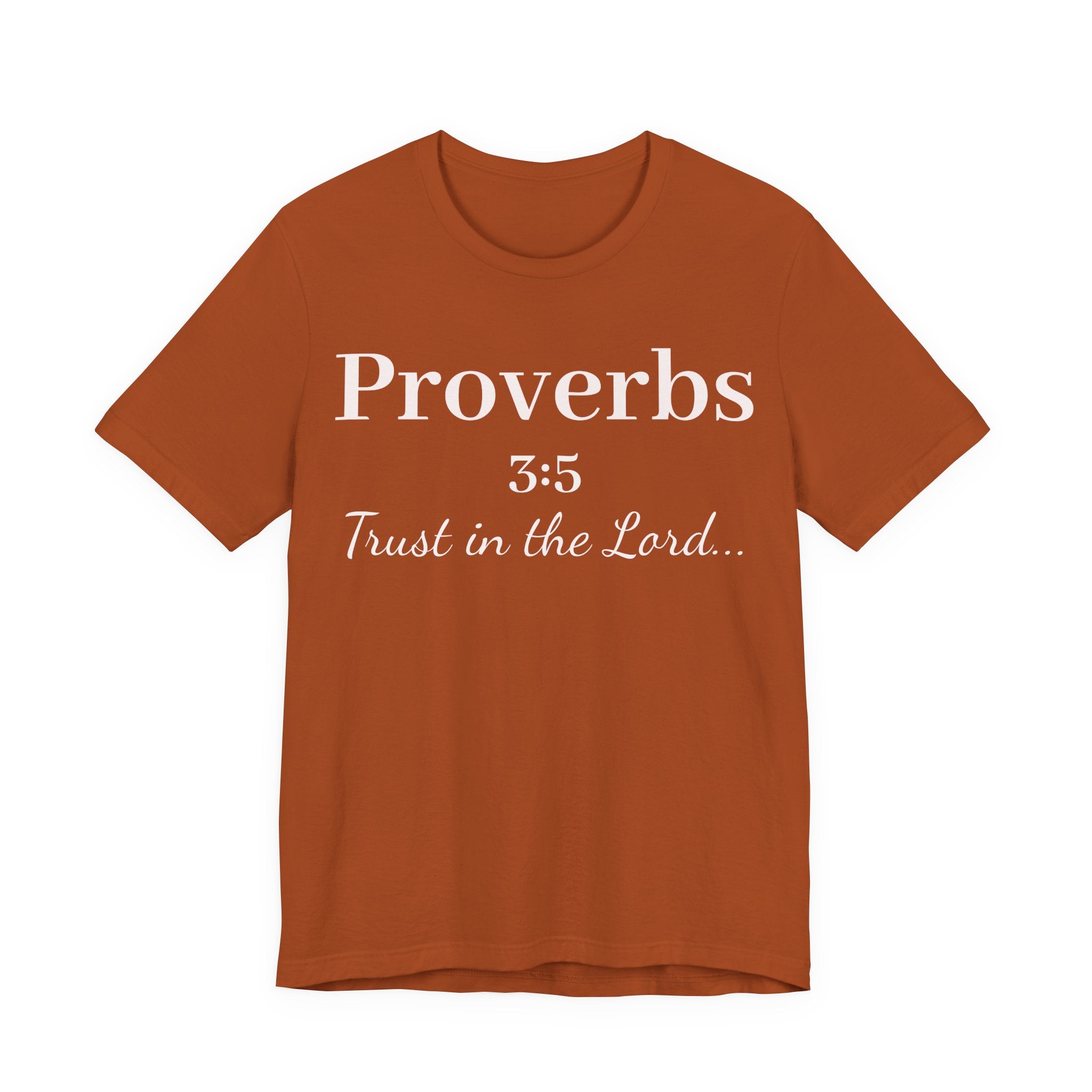 Proverbs 3:5 Tee — Minimal Christian Scripture Short Sleeve Shirt