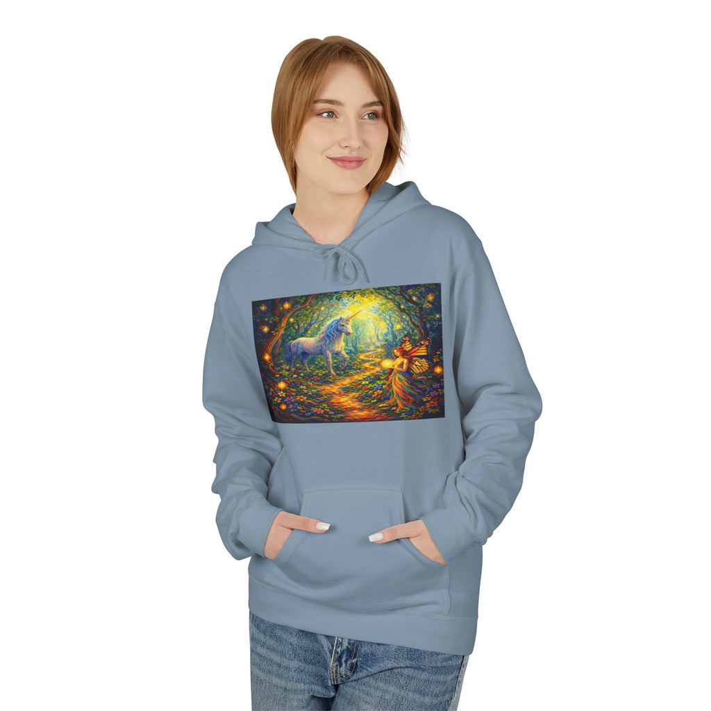 Unicorn Fairy cotton Hoodie — Surreal Planet & Stars Art Pullover