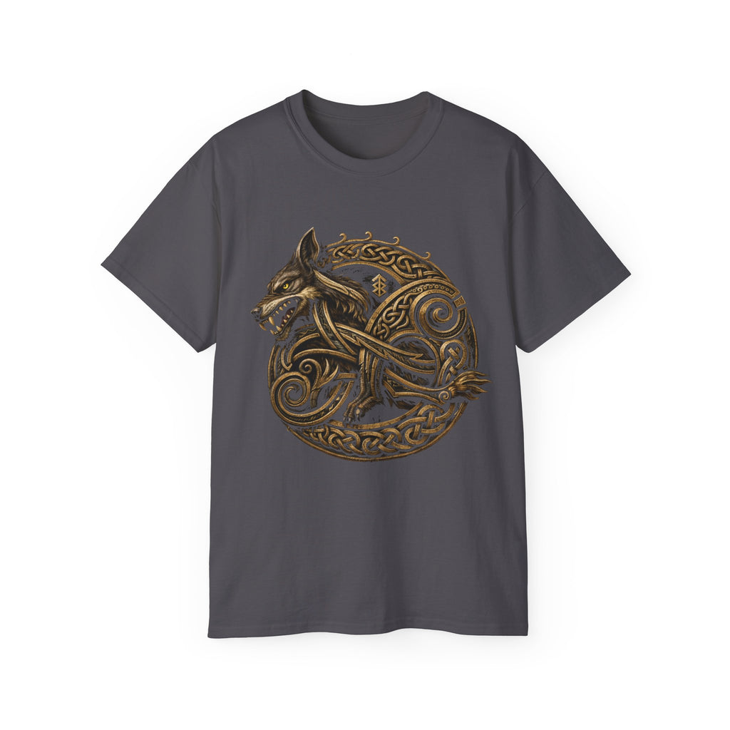 Viking Wolf Knot Cotton T-Shirt — Norse Celtic Wolf Graphic Tee
