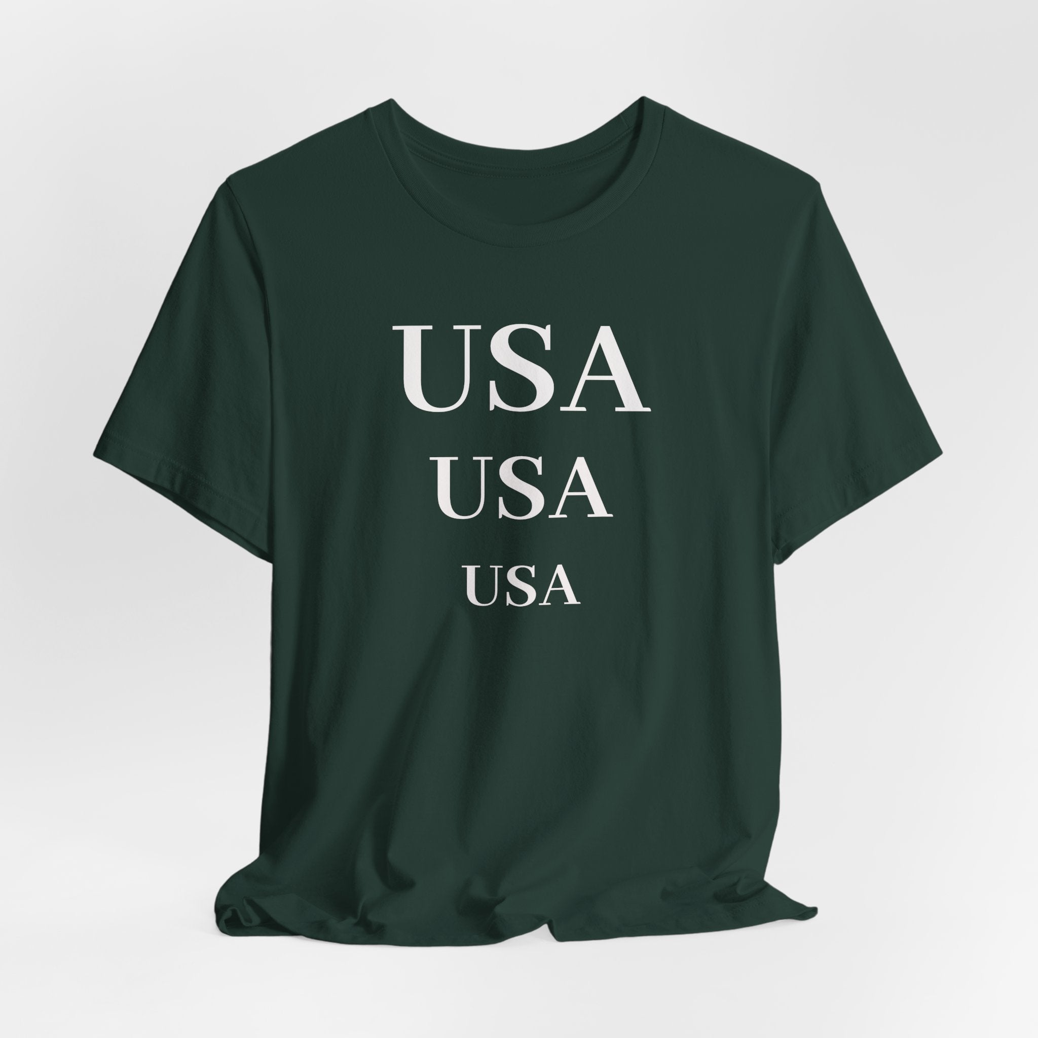 USA Repeat Text T‑Shirt — Patriotic Graphic Tee for 4th of July