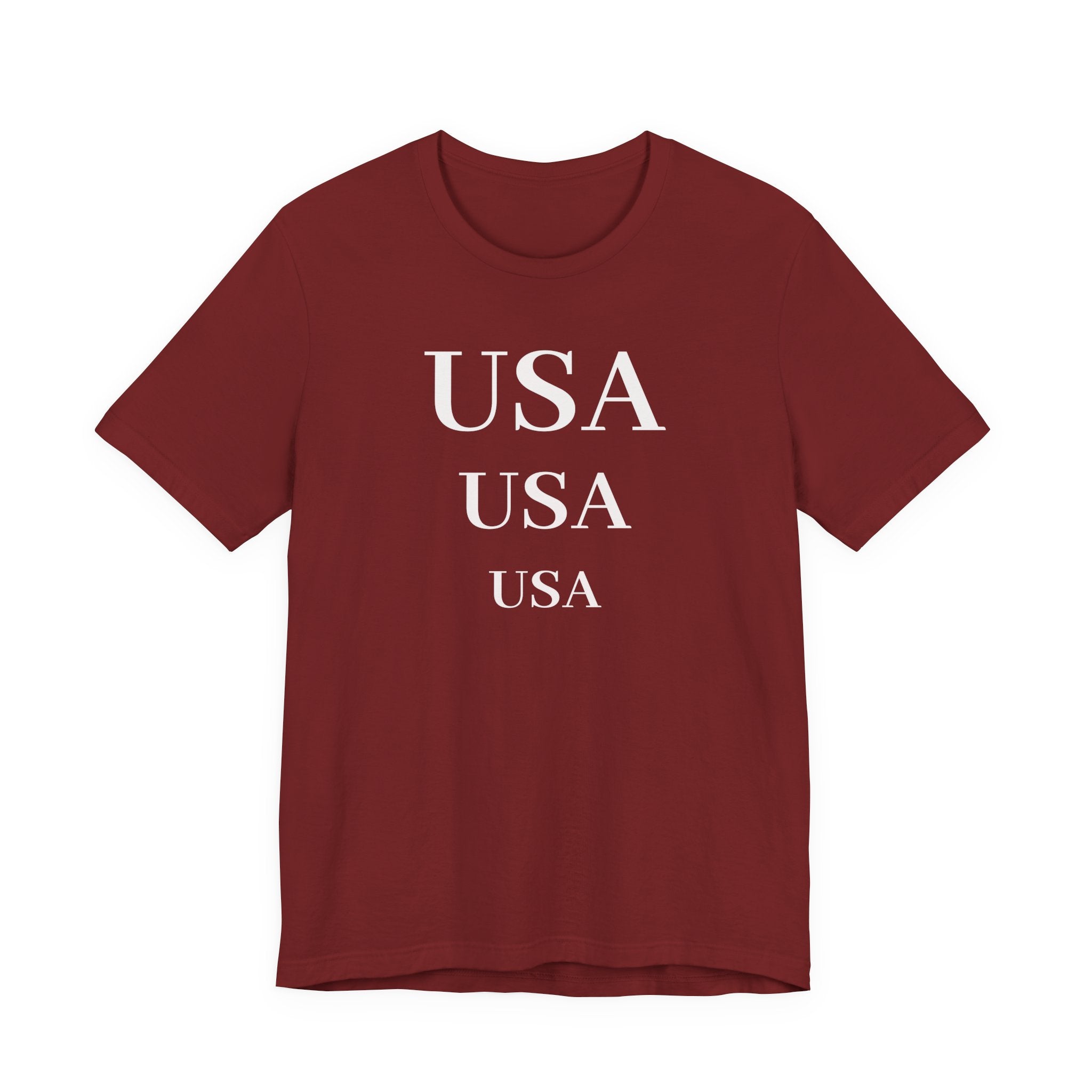 USA Repeat Text T‑Shirt — Patriotic Graphic Tee for 4th of July