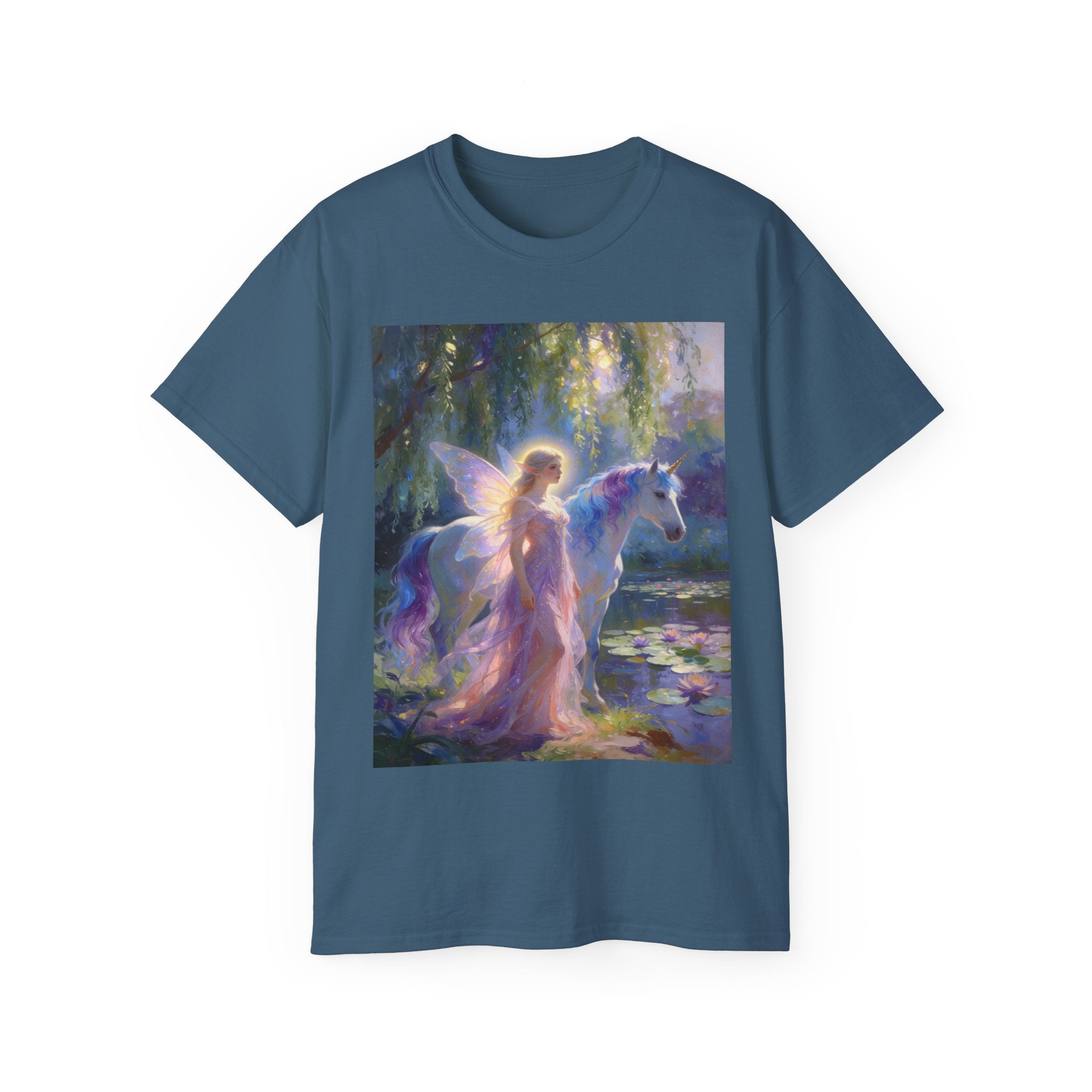 Fairy and Unicorn Dream Cotton  Tee — Ethereal Fantasy T‑Shirt