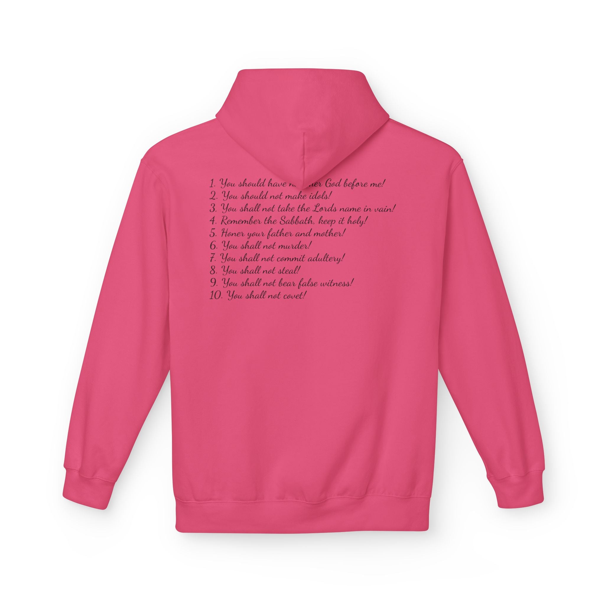 "The 10 Commandments" Script List Back Print Christian Faith Pullover