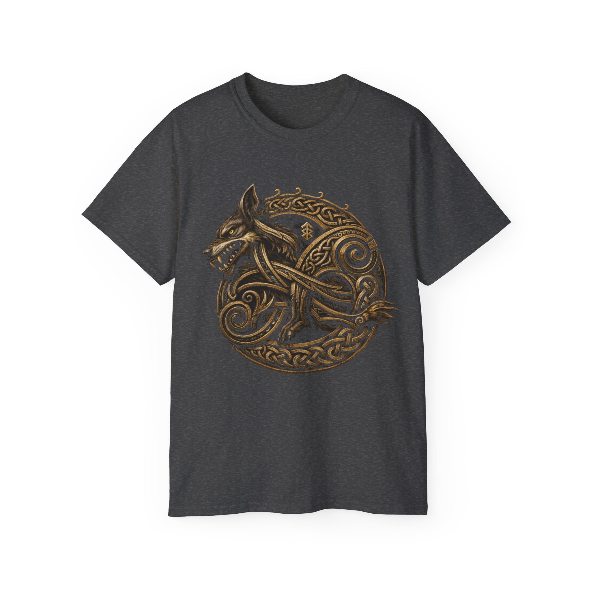Viking Wolf Knot Cotton T-Shirt — Norse Celtic Wolf Graphic Tee