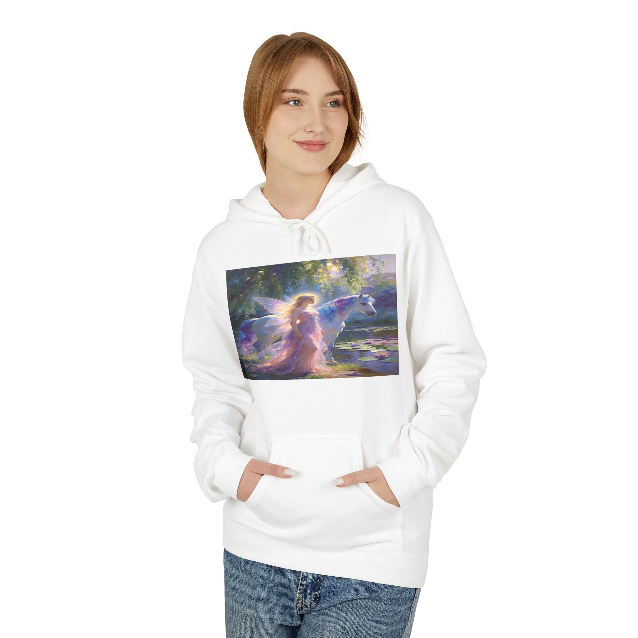 Mystic Waterfall Hoodie — Ethereal Nature Graphic Pullover