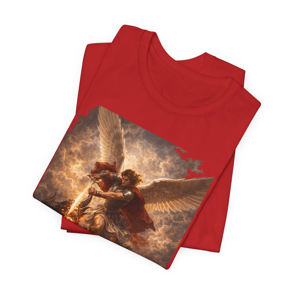 Michael and his angels fought against the dragon Revelation 12:7 Tee — Spiritual Battle Winged Art T-Shirt
