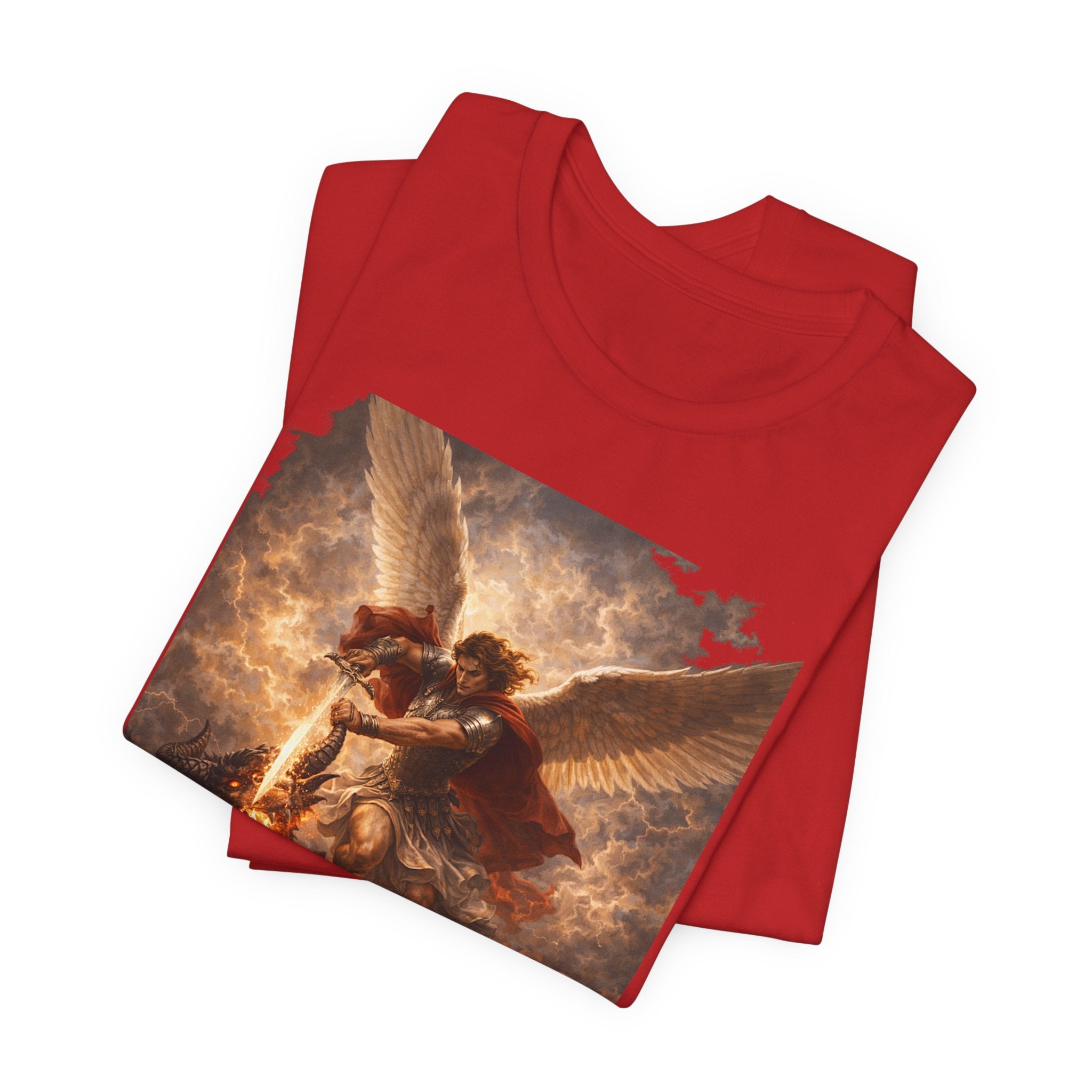 Michael and his angels fought against the dragon Revelation 12:7 Tee — Spiritual Battle Winged Art T-Shirt