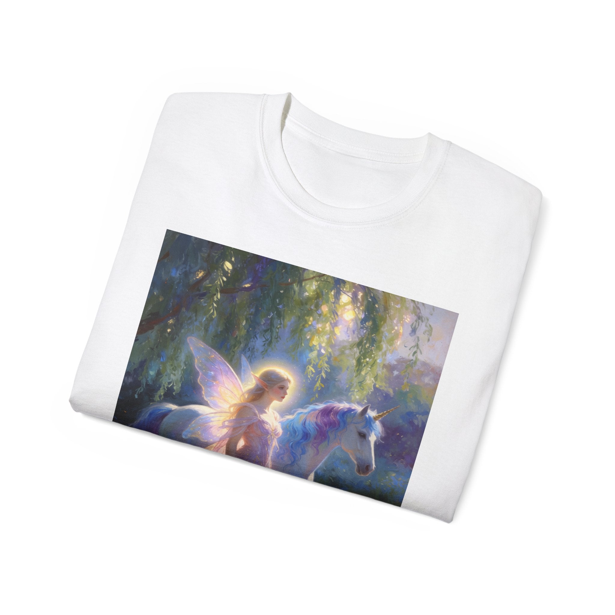 Fairy and Unicorn Dream Cotton  Tee — Ethereal Fantasy T‑Shirt