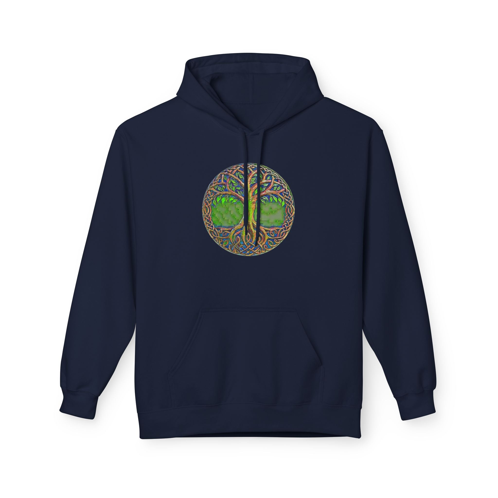 Yggdrasil, the Tree of Life Cotton Hoodie — Green Nature Mandala Pullover