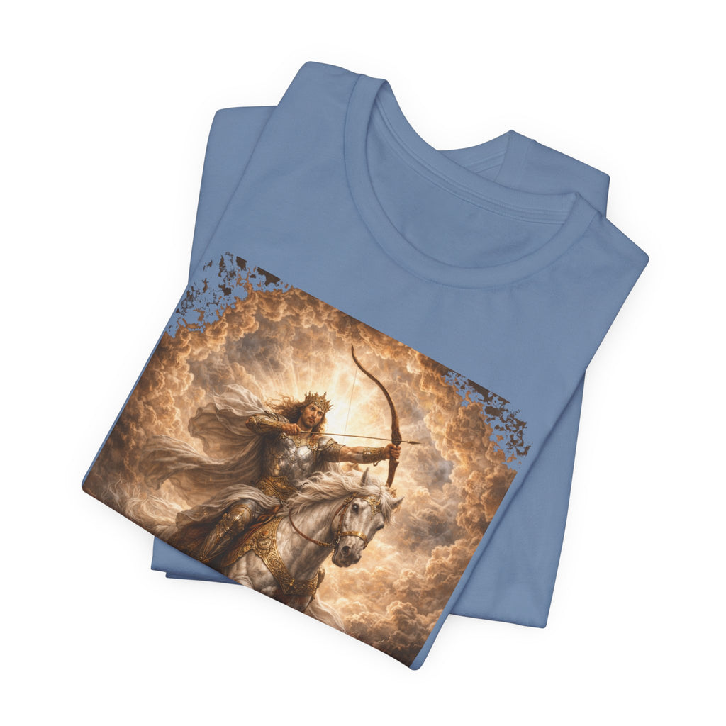 The white horse from Revelation 6:1-2! T‑Shirt — "Conquer" Warrior Archer Graphic Tee