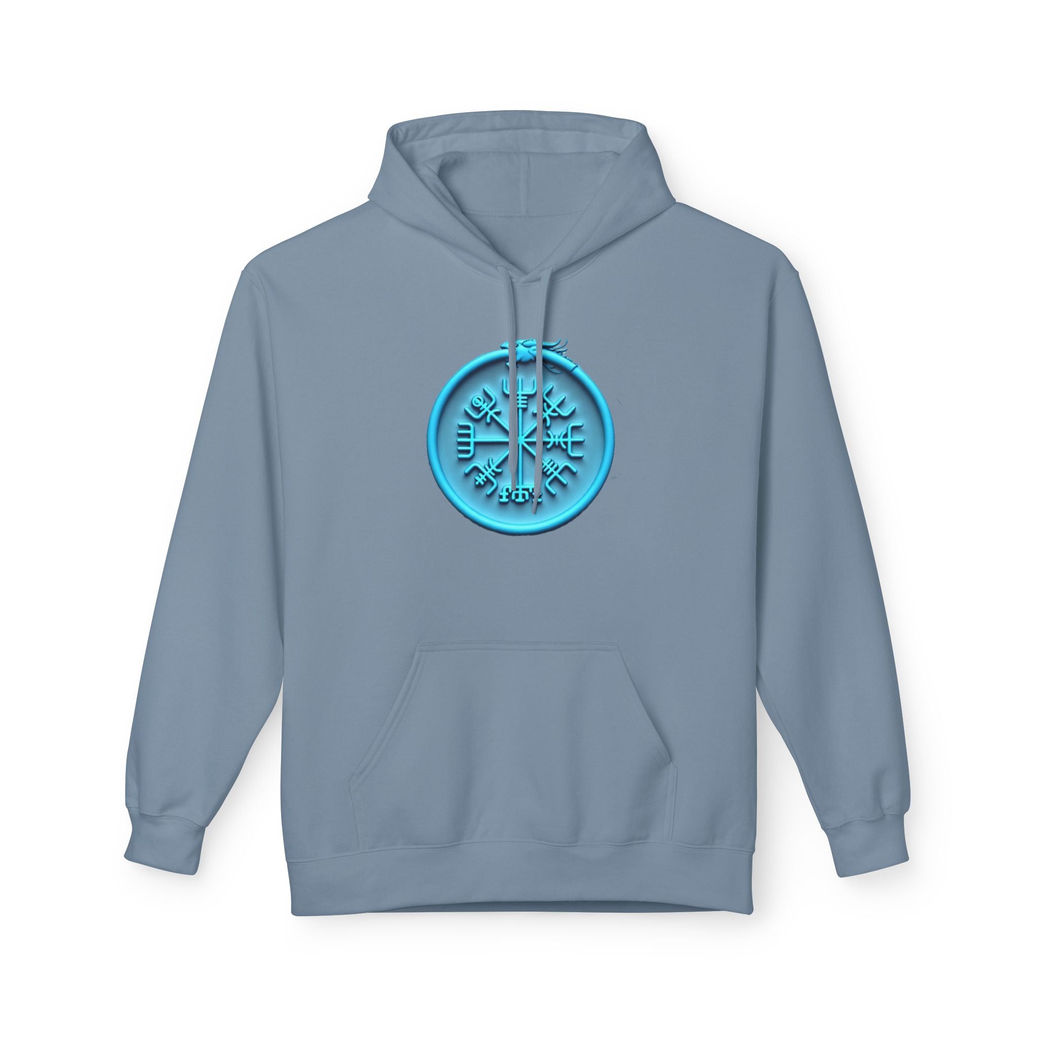 The Serpent – Jörmungandr, Blue Neon Rune Hoodie — Mystical Sigil Graphic Sweatshirt