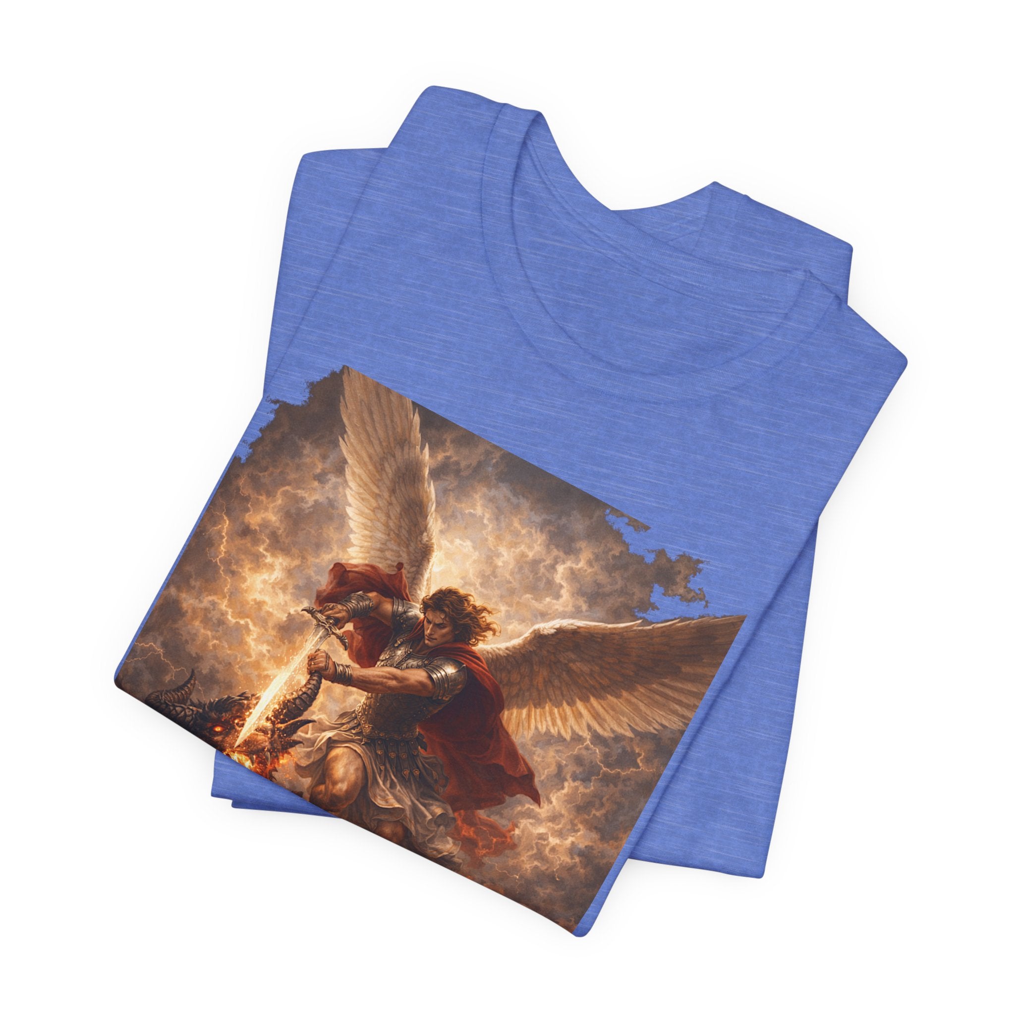 Michael and his angels fought against the dragon Revelation 12:7 Tee — Spiritual Battle Winged Art T-Shirt