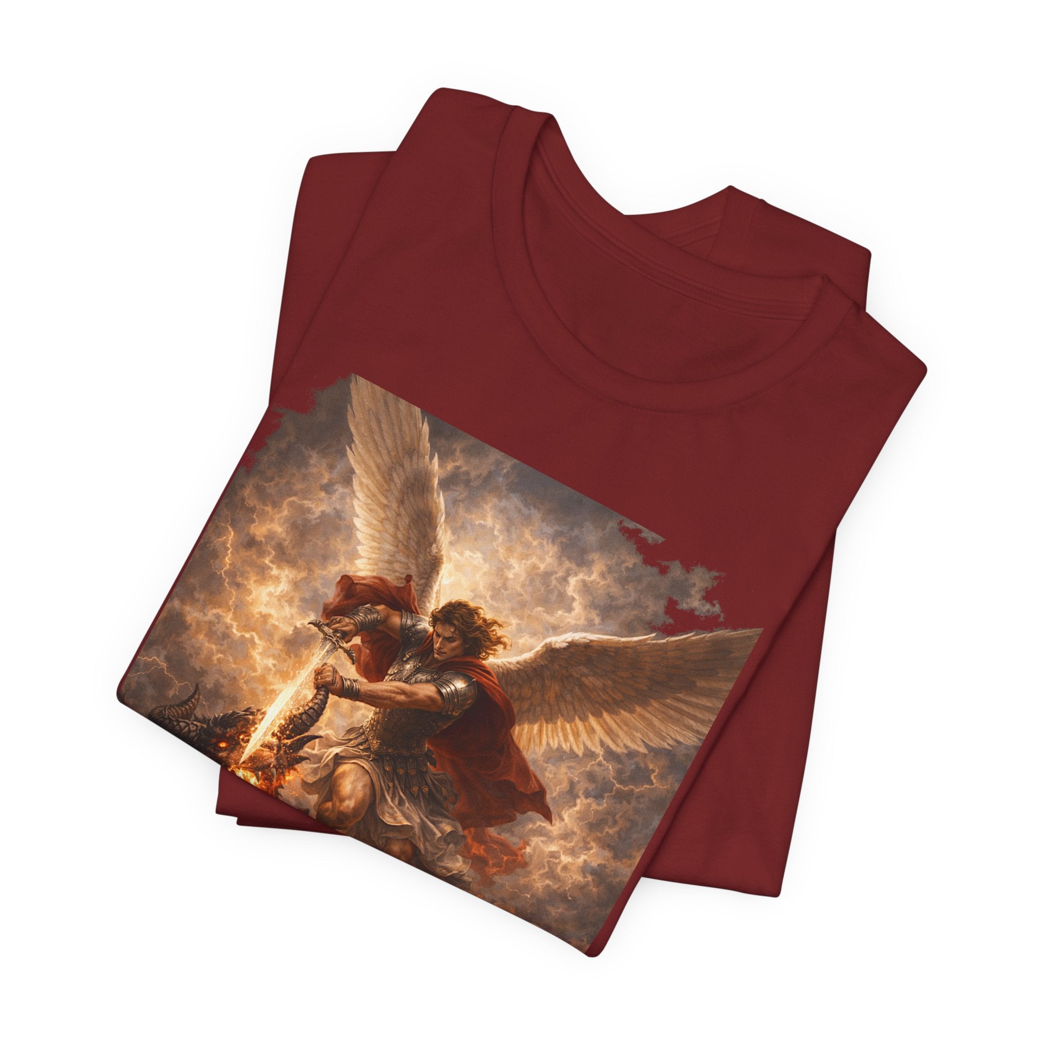 Michael and his angels fought against the dragon Revelation 12:7 Tee — Spiritual Battle Winged Art T-Shirt