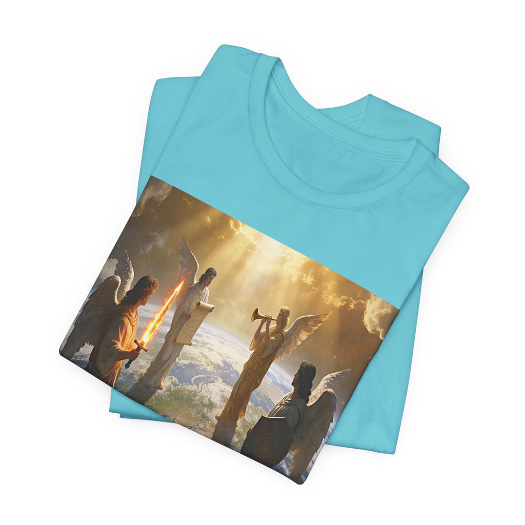 Christian Angel Choir T‑Shirt – Heavenly Worship Scene Tee Revelation 7:1-3
