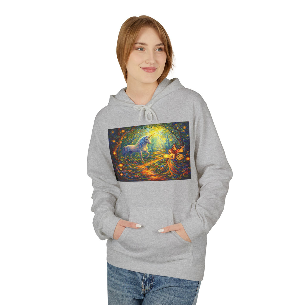 Unicorn Fairy cotton Hoodie — Surreal Planet & Stars Art Pullover