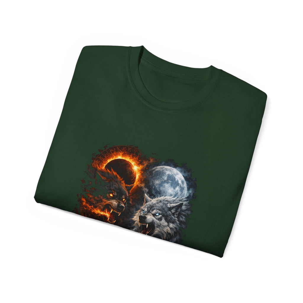 Skoll and Hati – The Wolves of the Sun and Moon Cotton T-Shirt