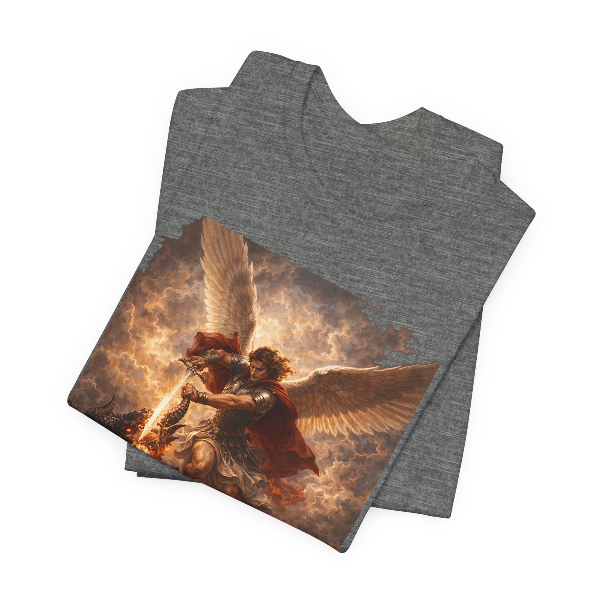 Michael and his angels fought against the dragon Revelation 12:7 Tee — Spiritual Battle Winged Art T-Shirt