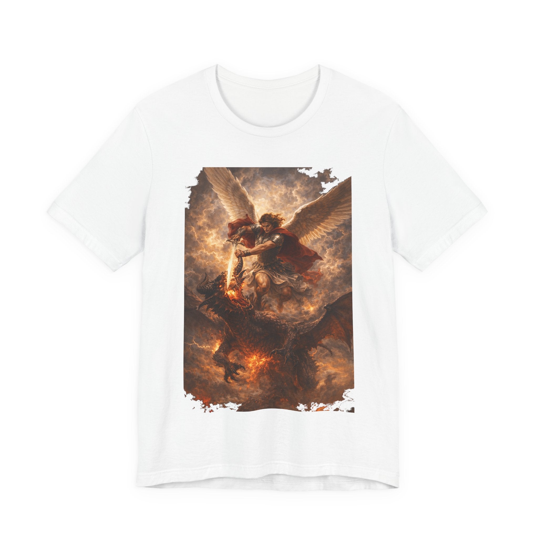 Michael and his angels fought against the dragon Revelation 12:7 Tee — Spiritual Battle Winged Art T-Shirt