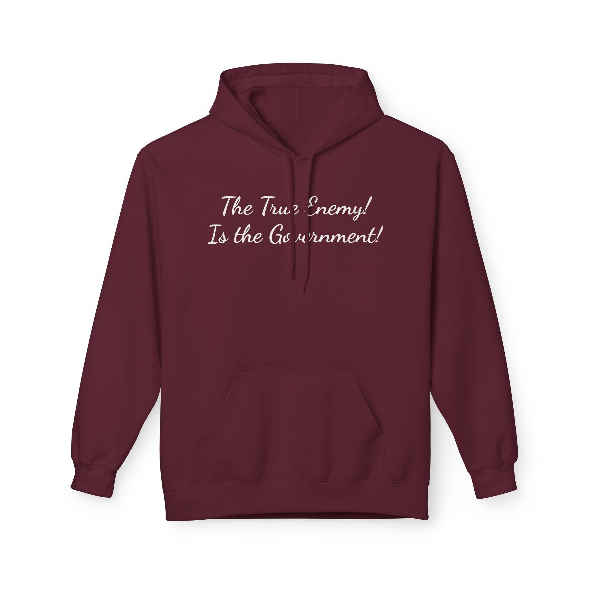 "The True Enemy Is the Government" Script Political Statement Hoodie