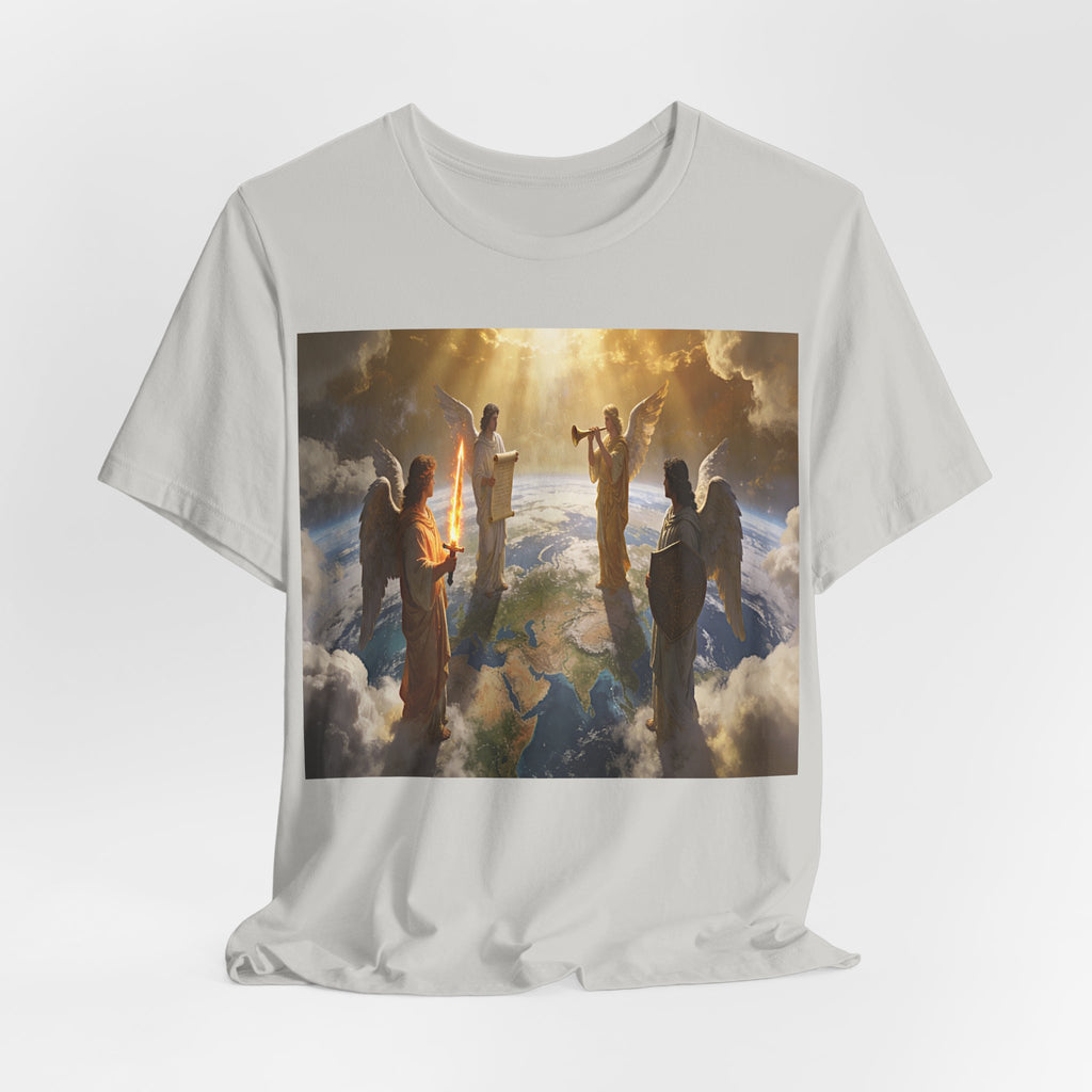 Christian Angel Choir T‑Shirt – Heavenly Worship Scene Tee Revelation 7:1-3